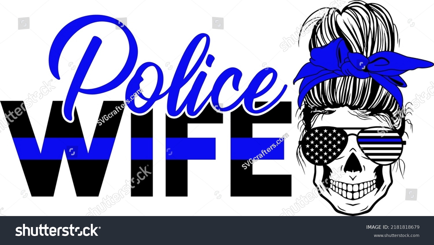 Police Wife Messy Bun Vector Blue Stock Vector (Royalty Free ...