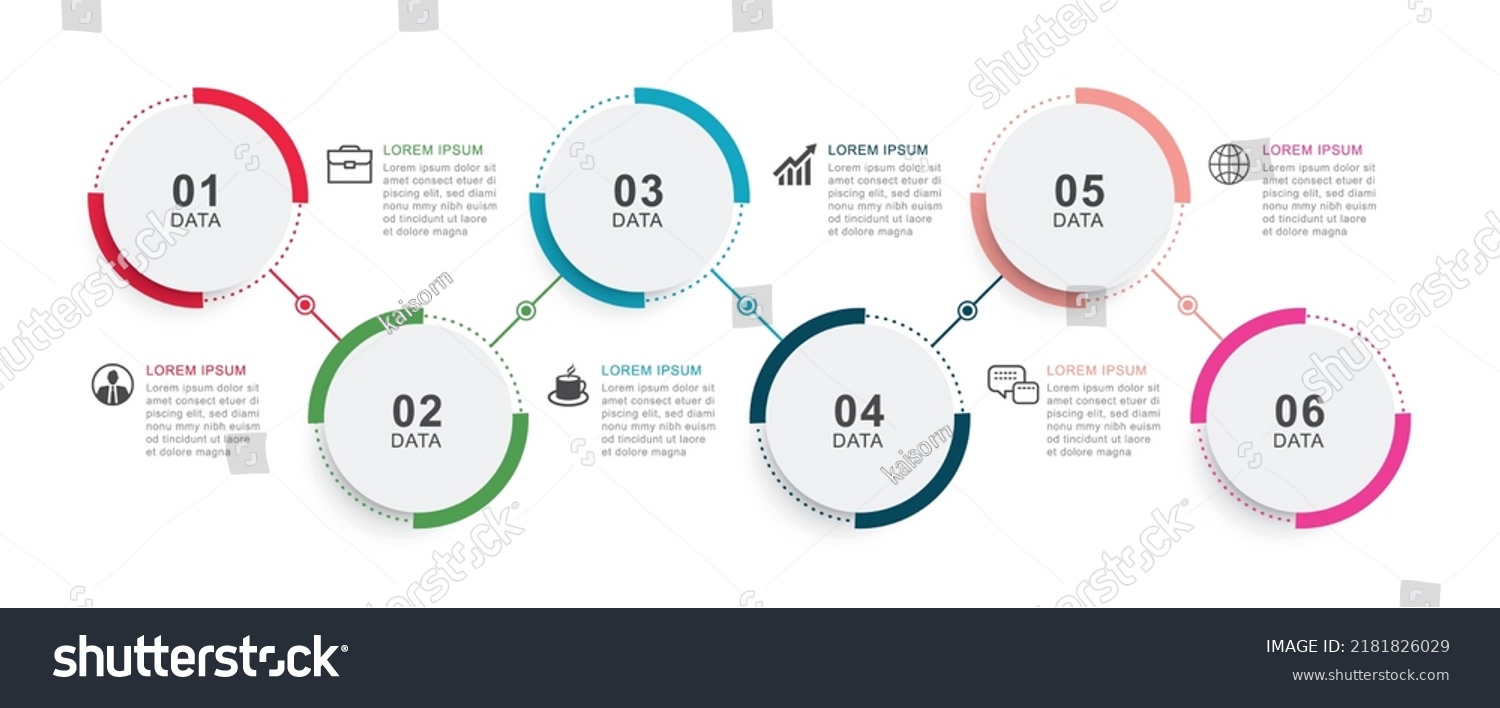 Infographics Circle Timeline 6 Number Data Stock Vector (Royalty Free ...