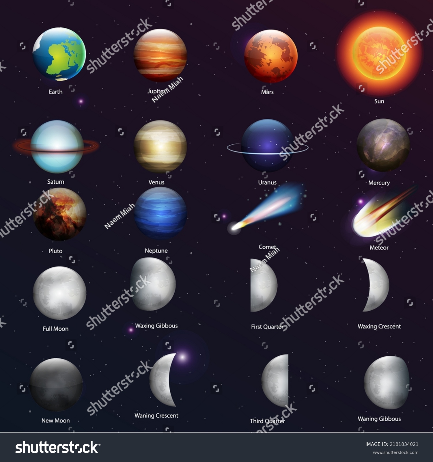 Planets Solar System Comet Isolated Cartoon Stock Vector (Royalty Free ...