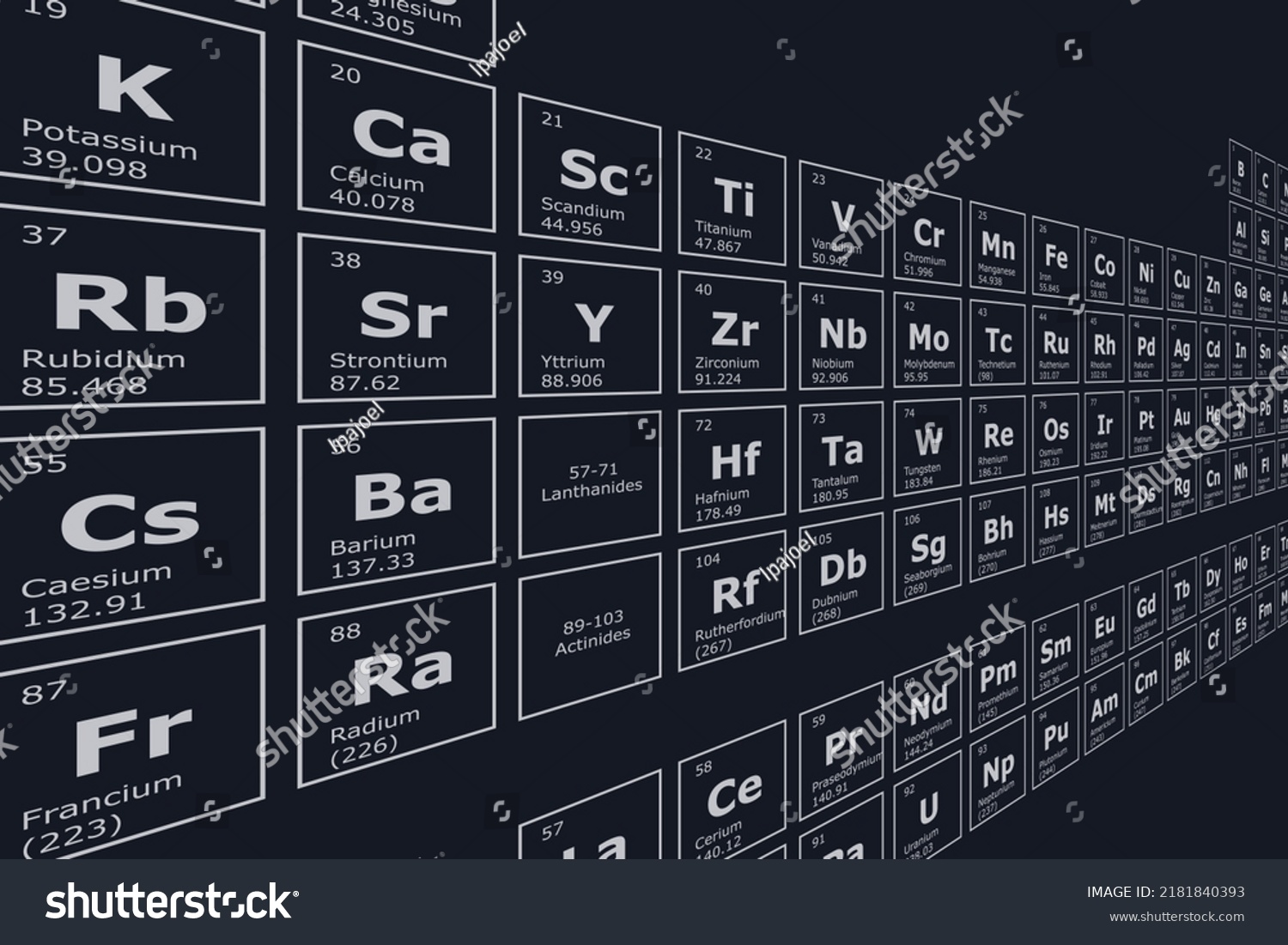 Futuristic Perspective Background Periodic Table Chemical Stock Vector ...