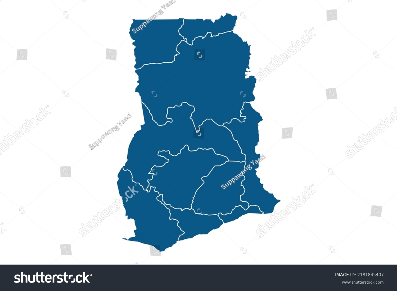 Ghana Map Blue Color On White Stock Vector (Royalty Free) 2181845407 ...