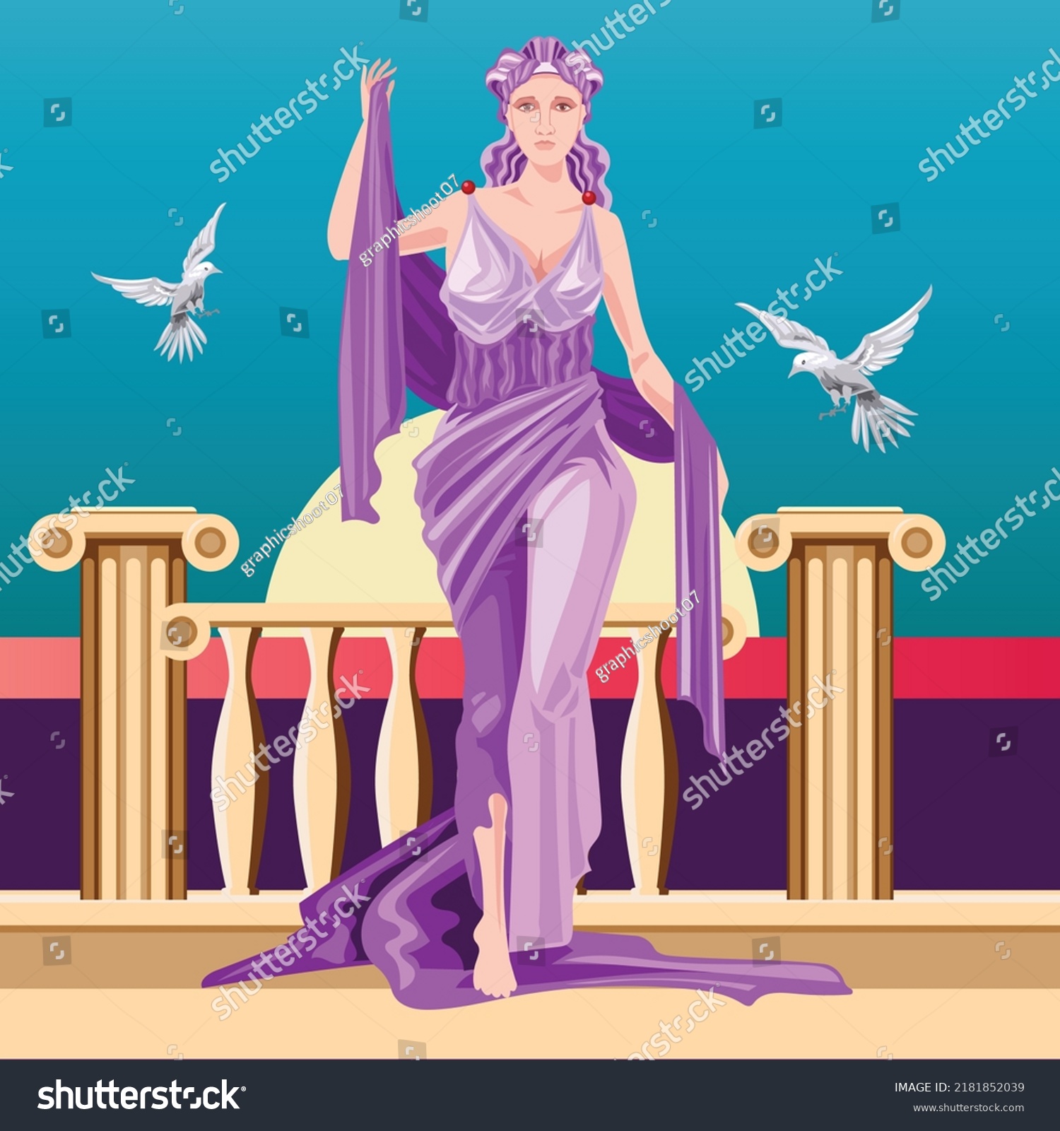 Classical Greek Goddess Aphrodite Illustration Design Stock Vector (Royalty Free) 2181852039 ...