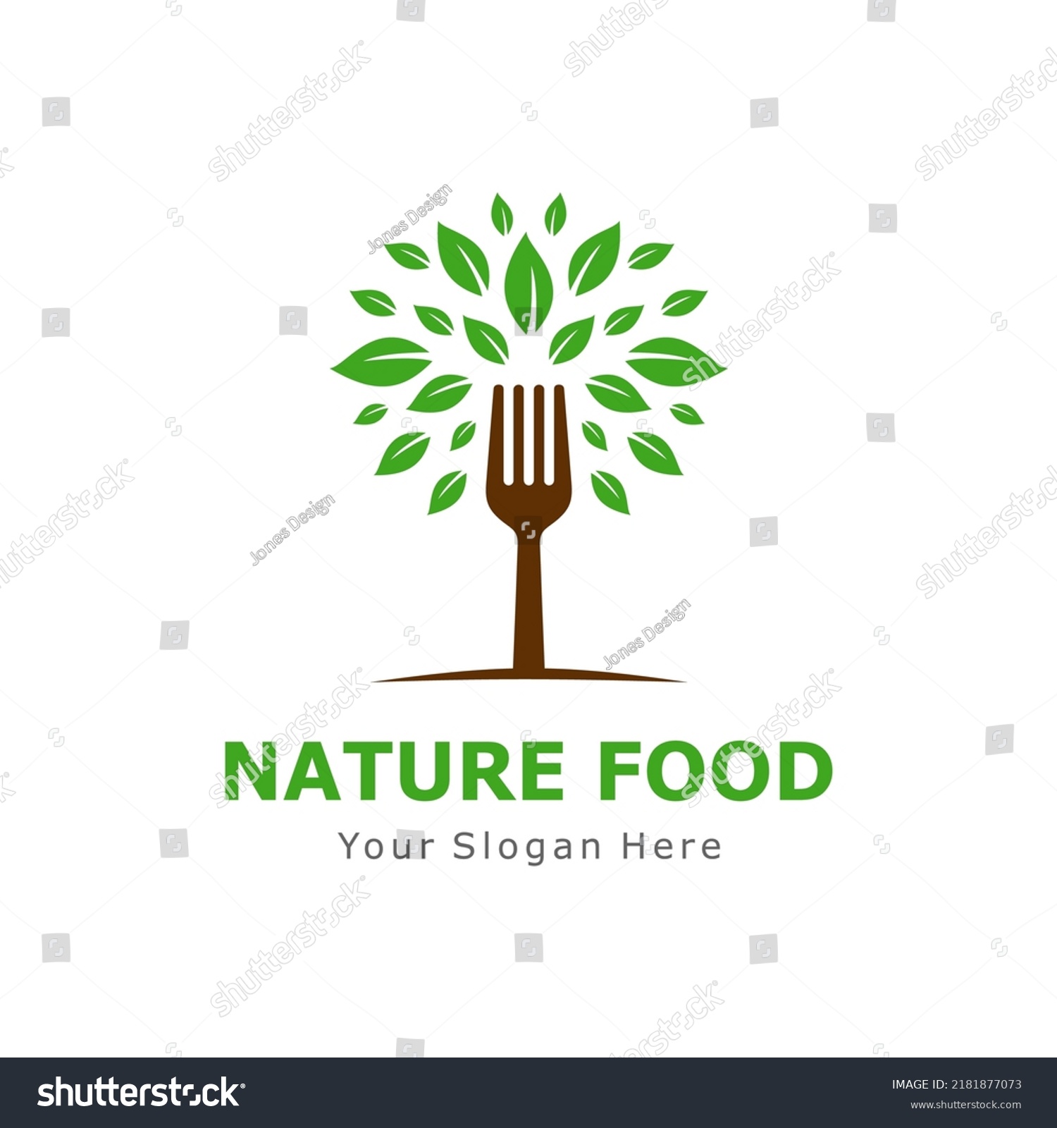 Fork Leaf Natural Food Logo Vector Stock Vector (Royalty Free ...