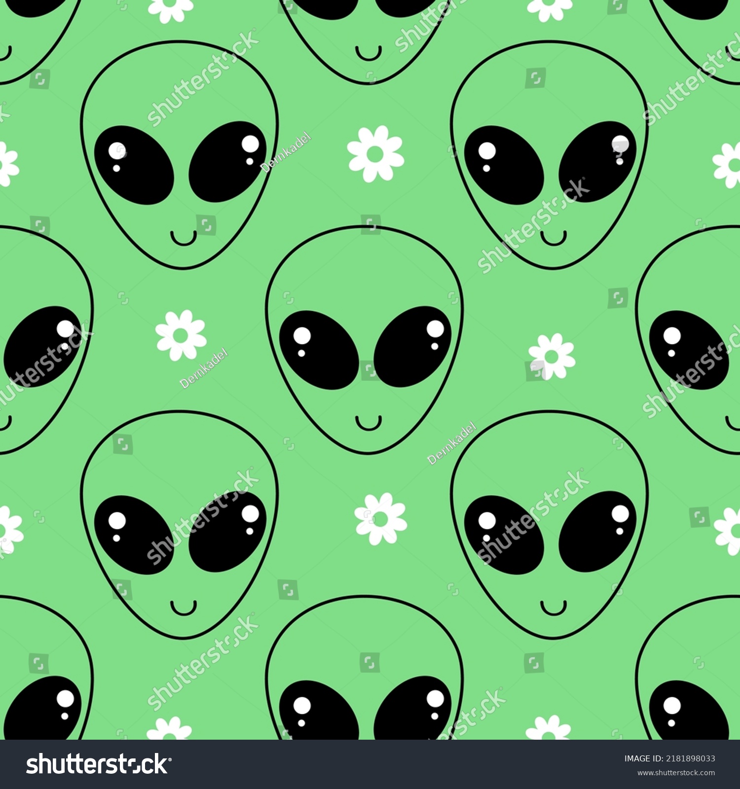 Seamless Pattern Alien Cartoons Small Daisy Stock Vector (Royalty Free ...