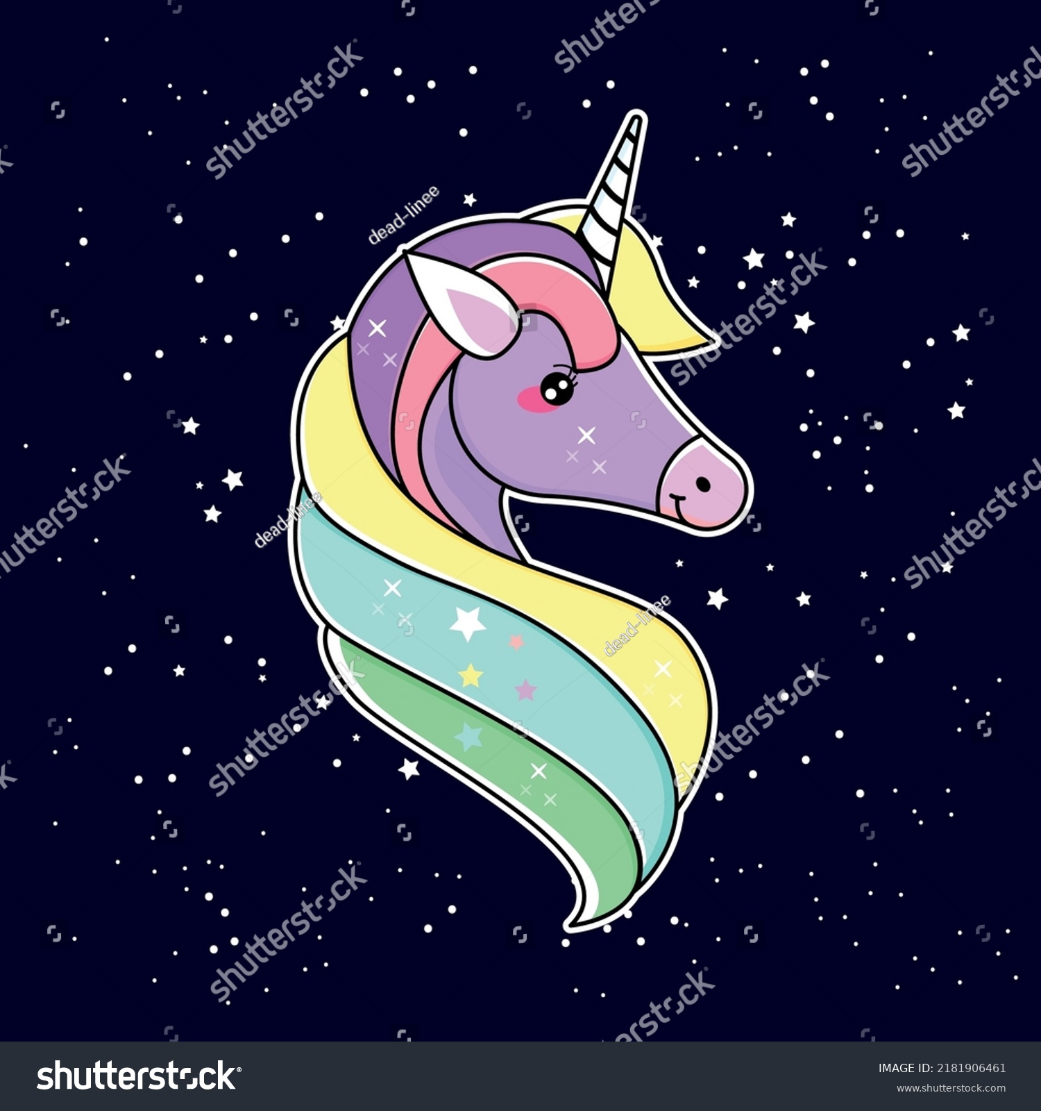 Cute Unicorn Drawing On Space Design Stock Vector (Royalty Free ...