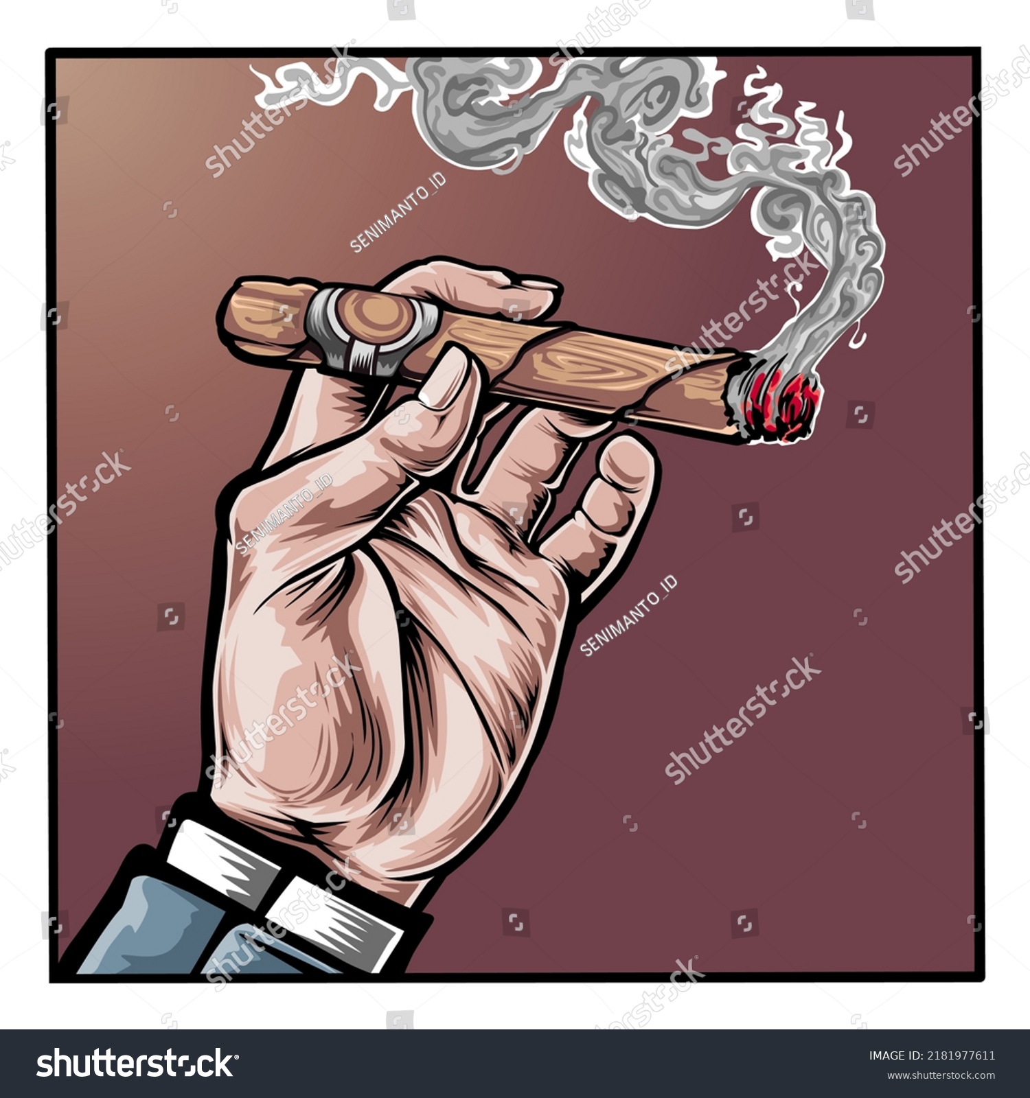 Smoke Break Cigarette Hand Vector Illustration Stock Vector (Royalty ...