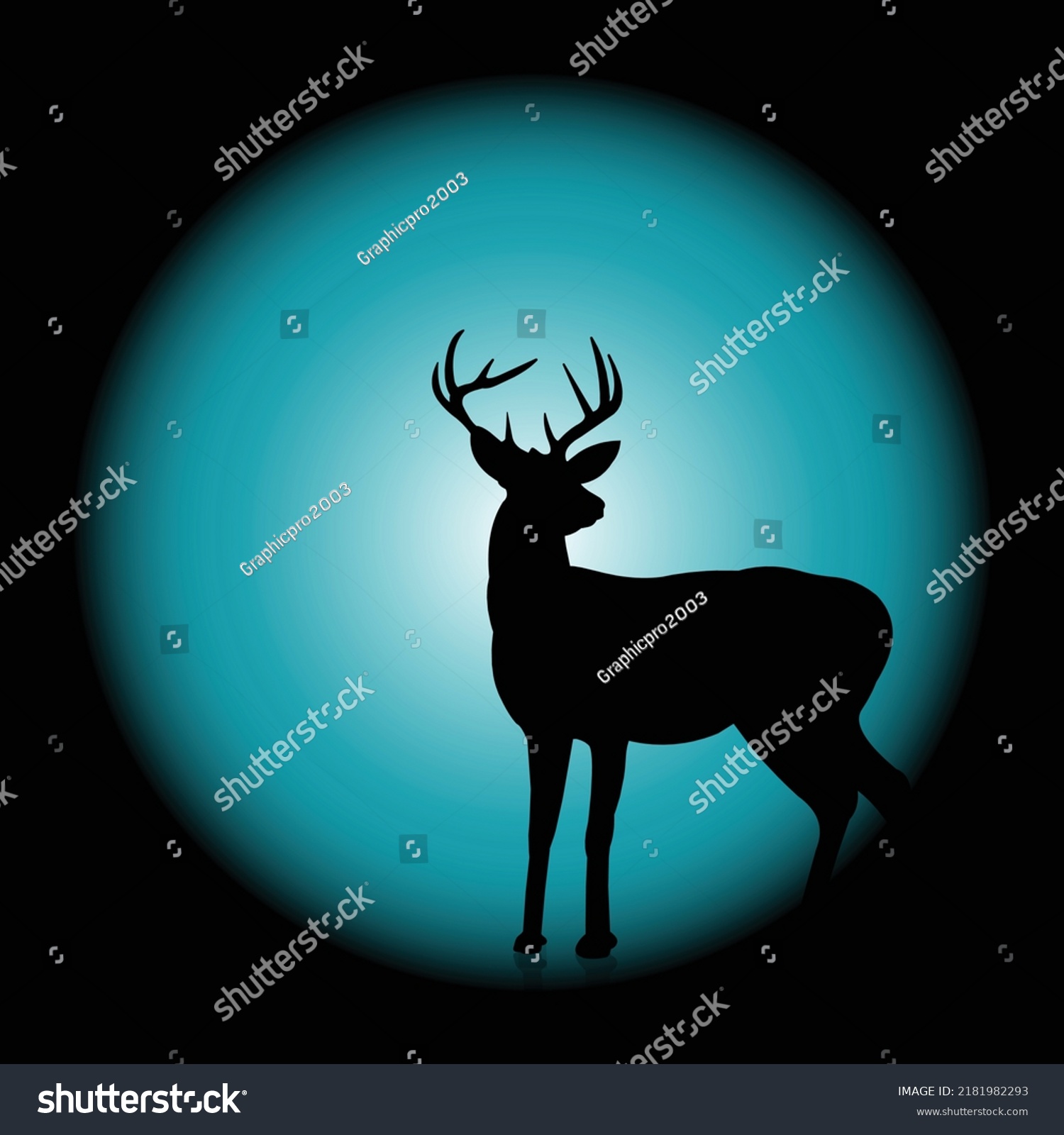 Deer Silhouette Vector Glowing Background Stock Vector (Royalty Free ...