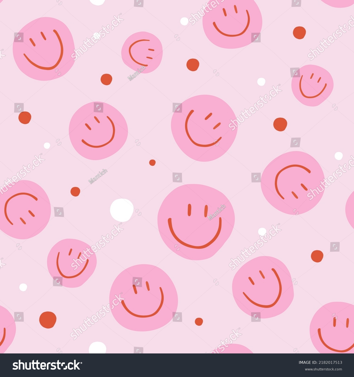 Cute Fun Pink Smiley Seamless Pattern Stock Vector (Royalty Free ...