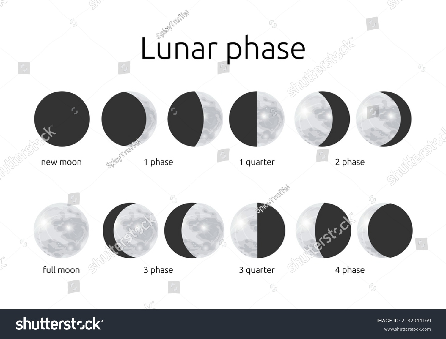 Half Circle Moon Phases Astrology Calendar Stock Vector (Royalty Free ...