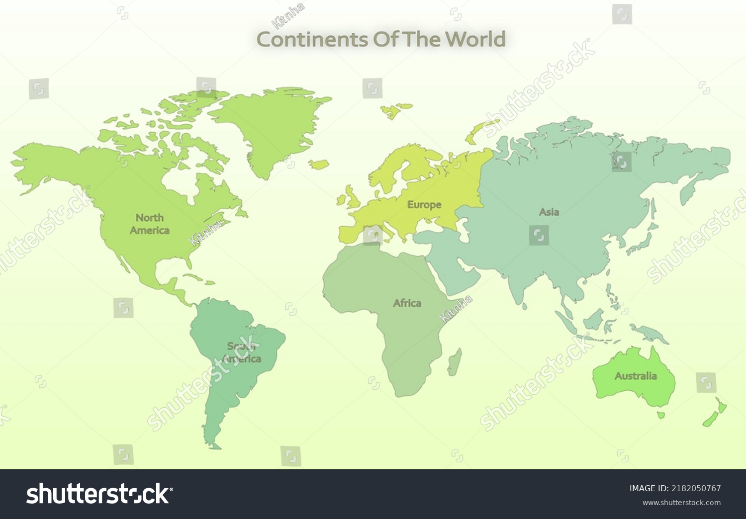 Continents Map World Stock Illustration 2182050767 | Shutterstock