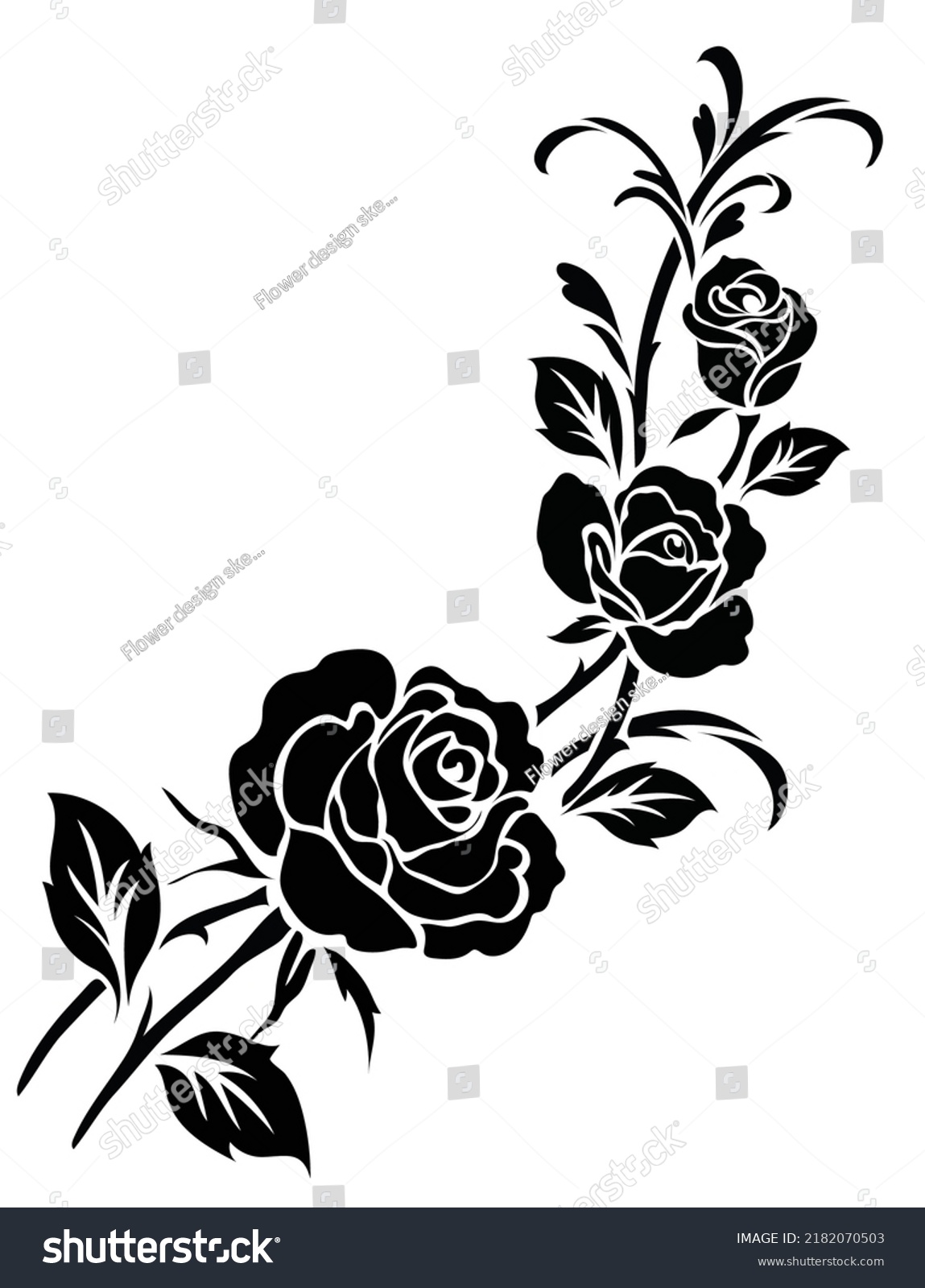 Silhouette Rose On White Background Stock Vector (Royalty Free ...