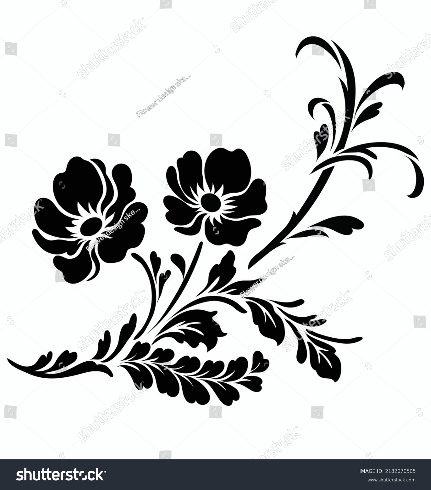 Silhouette Flower On White Background Stock Vector (Royalty Free ...