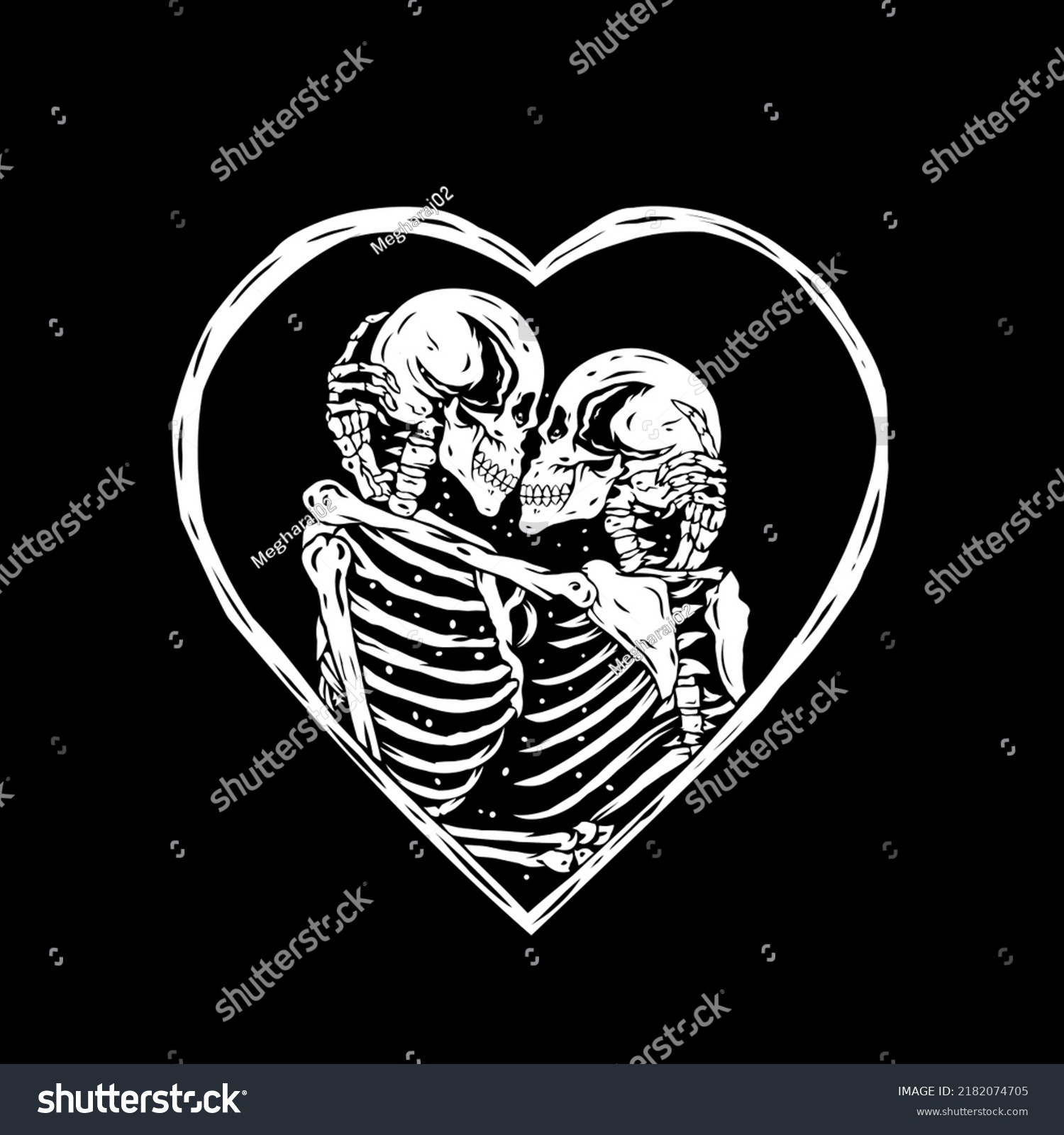 Skeleton Love Vector Human Skull Lovers Stock Vector (Royalty Free ...