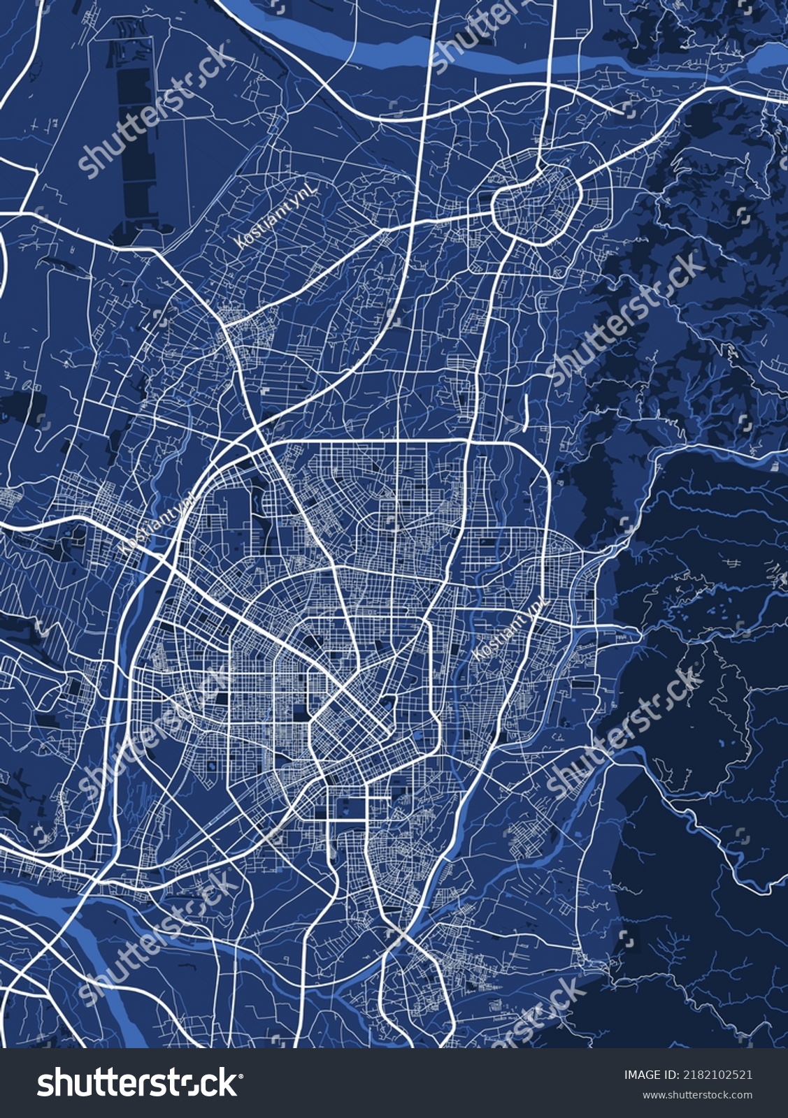 Detailed Vector Map Poster Taichung City Stock Vector (Royalty Free ...