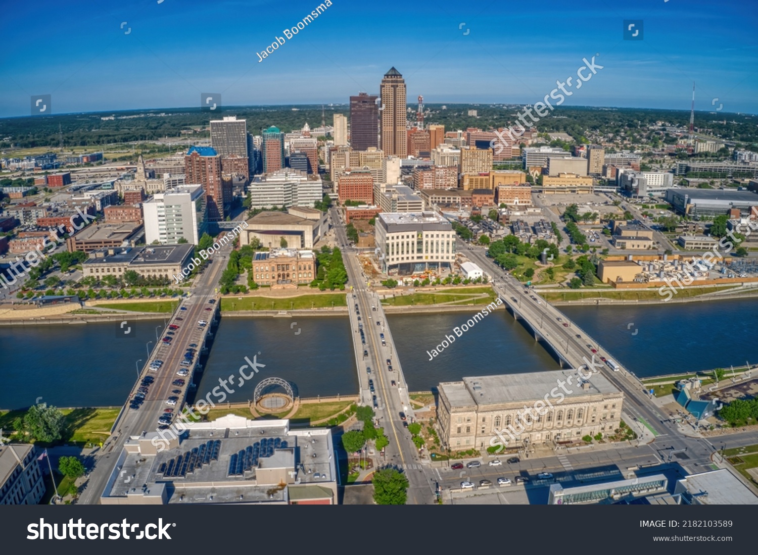 Aerial View Skyline Des Moine Iowa Stock Photo 2182103589 | Shutterstock