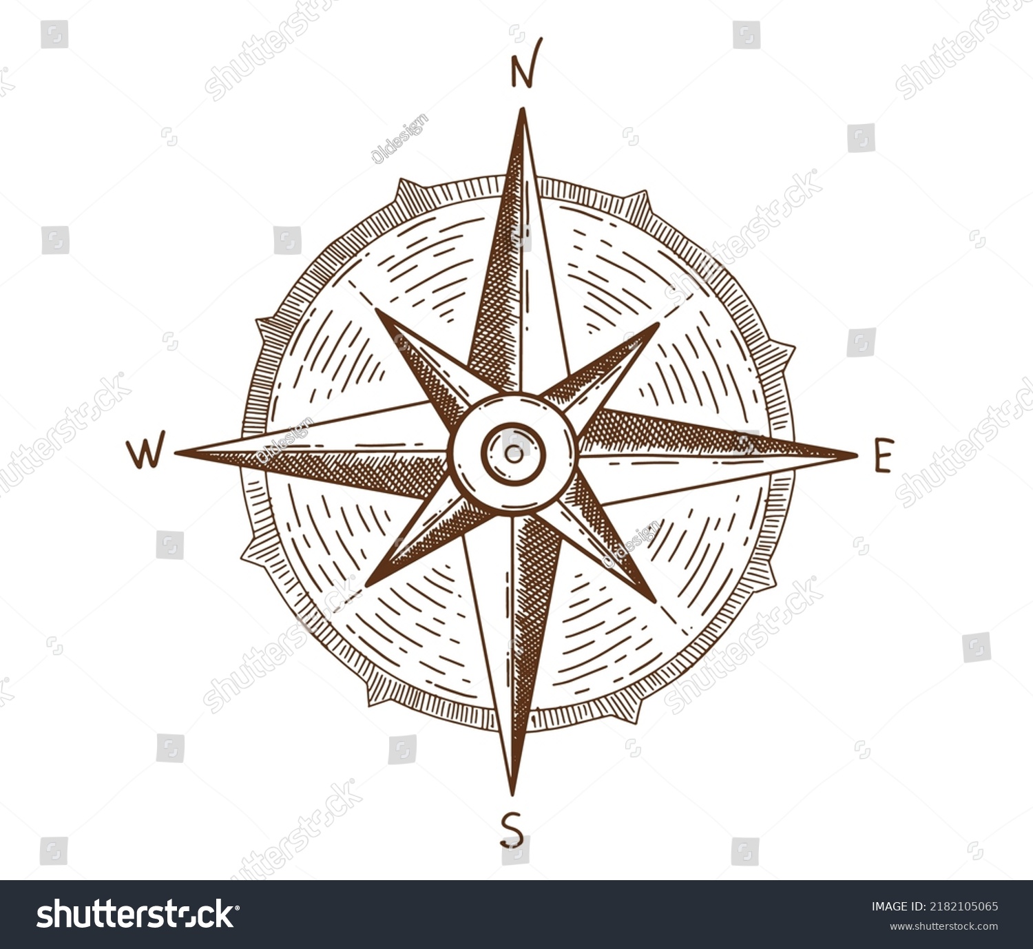 Wind Rose Hand Drawn Vector Stock Vector Royalty Free 2182105065 Shutterstock