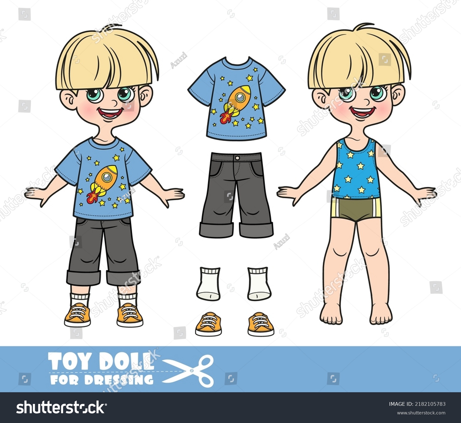 Cartoon Pottrimmed Boy Dressed Clothes Separately Stock Vector (Royalty ...