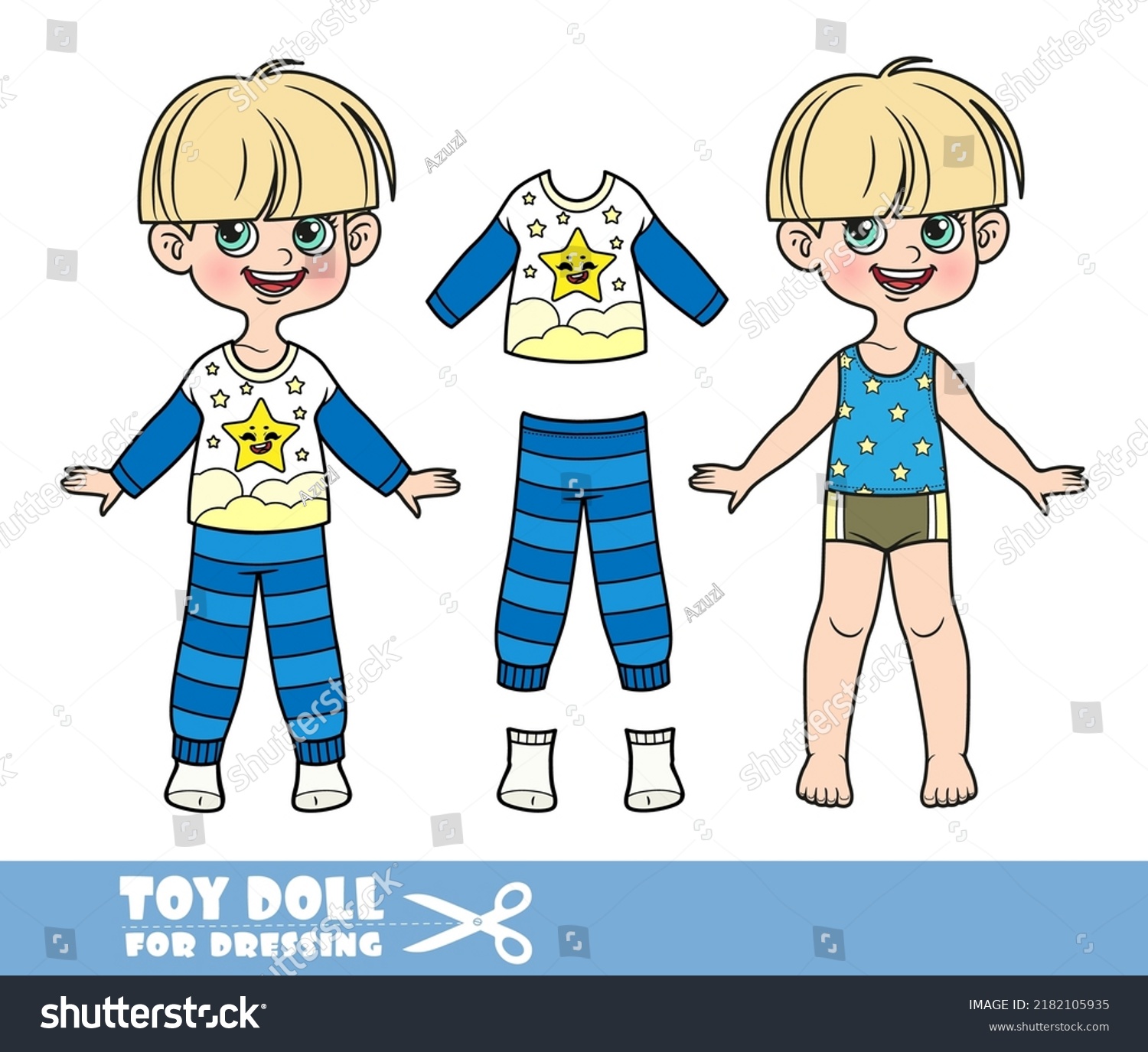 Cartoon Pottrimmed Boy Dressed Clothes Separately Stock Vector (Royalty ...