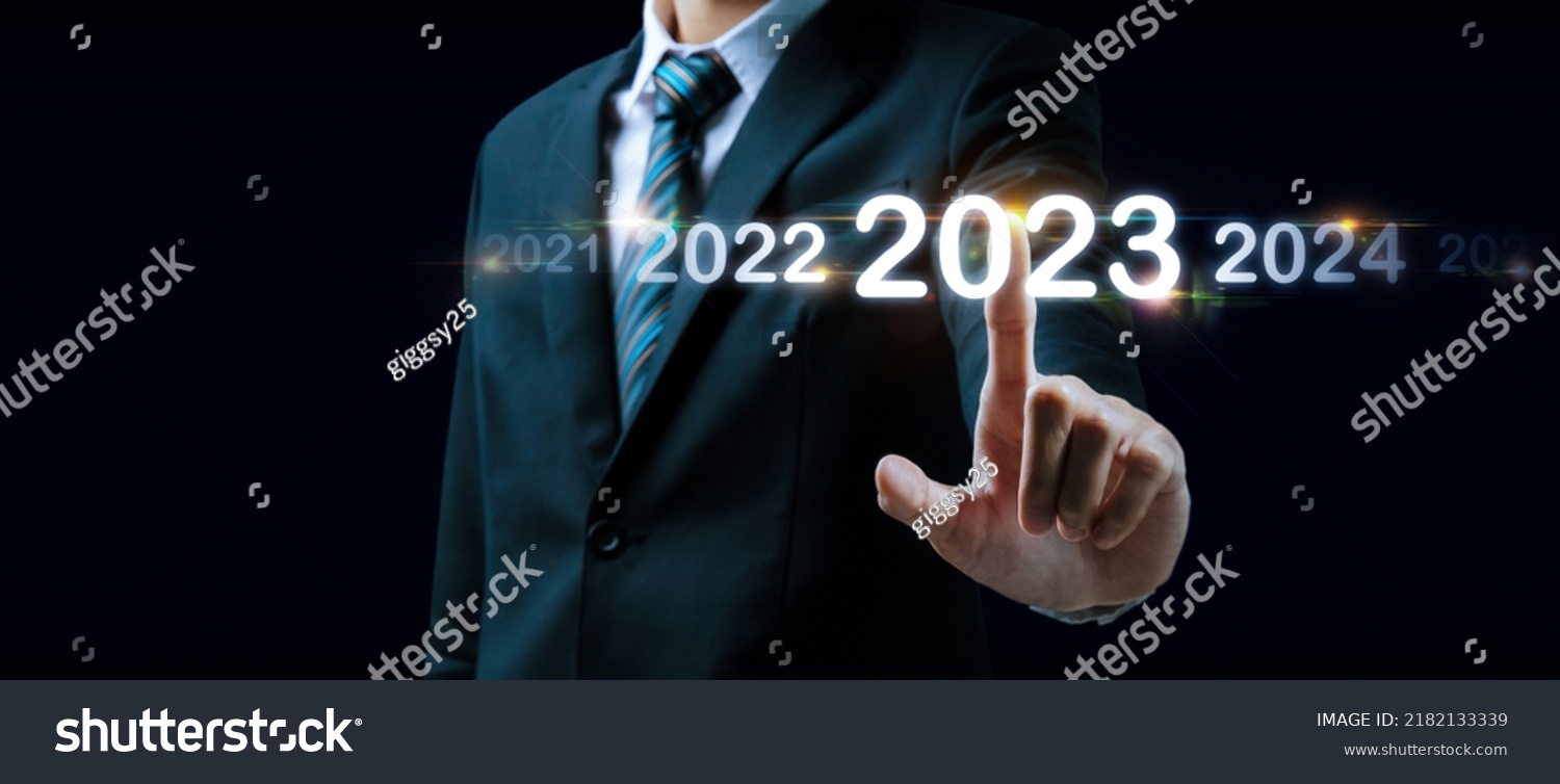 2023 Businessman Hand Touching Pointing On Stock Photo 2182133339 