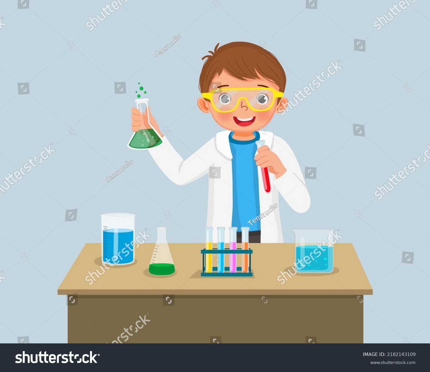 Cute Little Boy Scientist Safety Goggles Stock Vector (Royalty Free ...