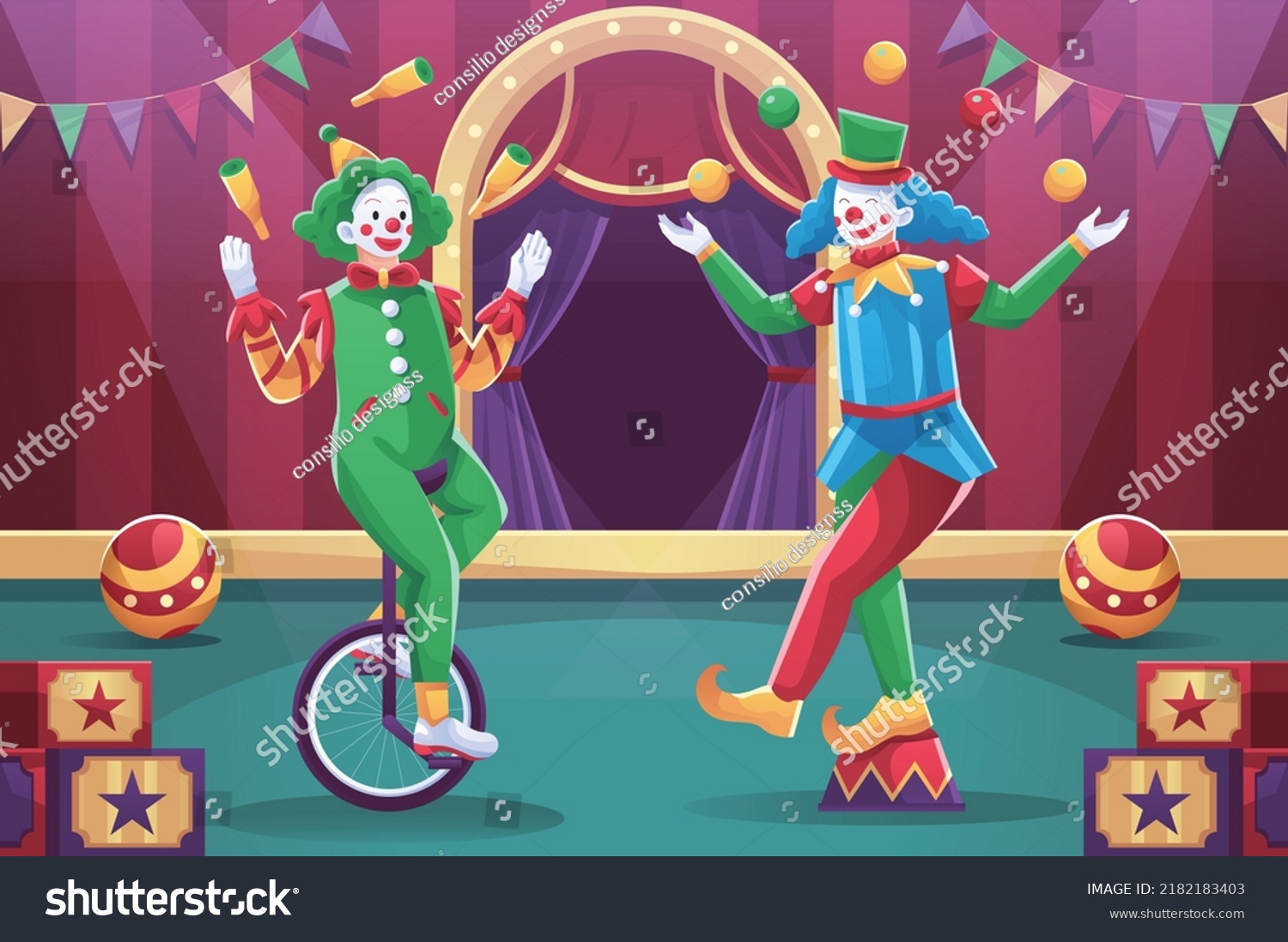 Circus Clown Illustration Circus Clown Illustration Stock Vector