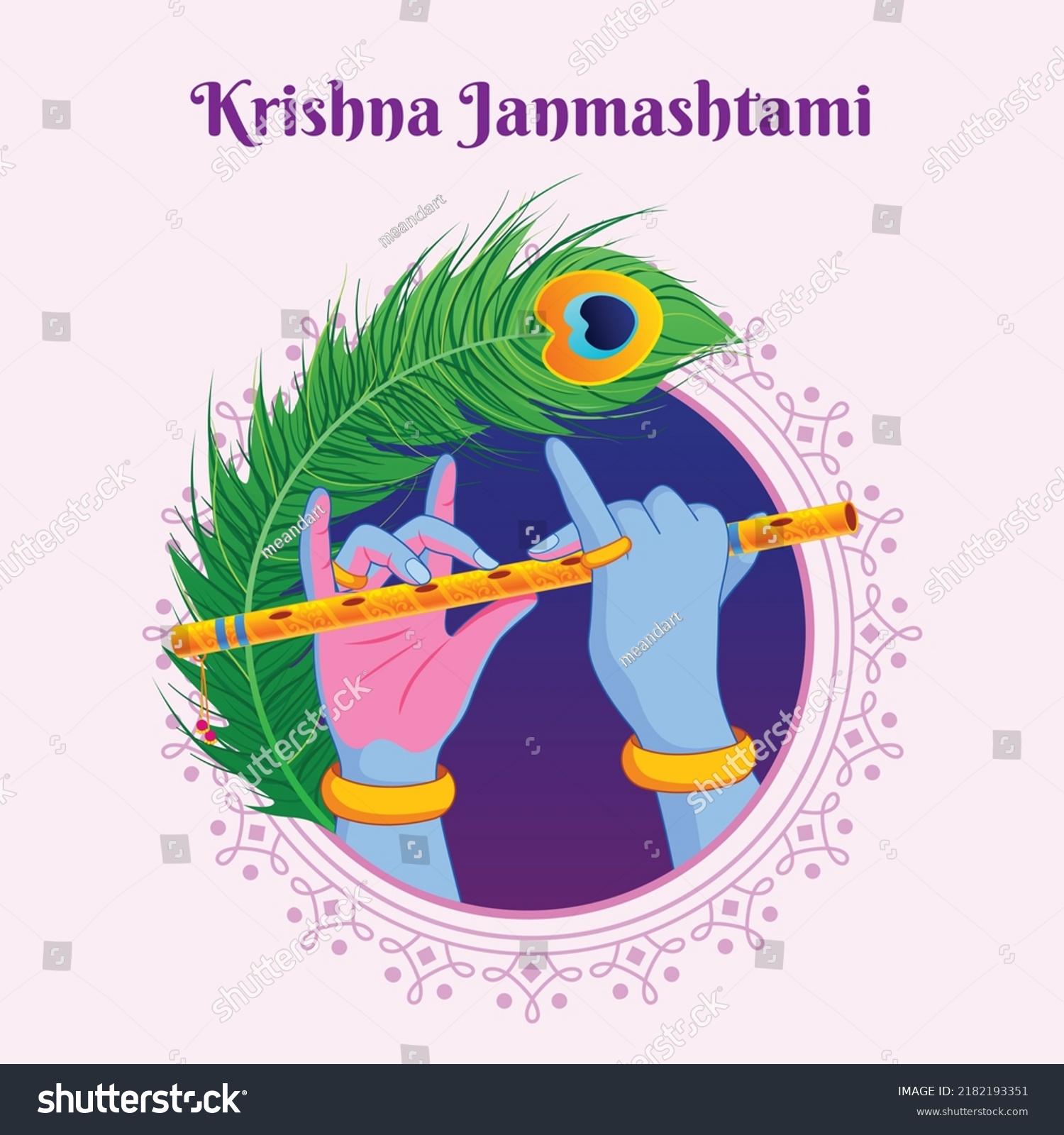 Happy Krishna Janmashtami Lord Krishnas Hands Stock Vector (Royalty ...