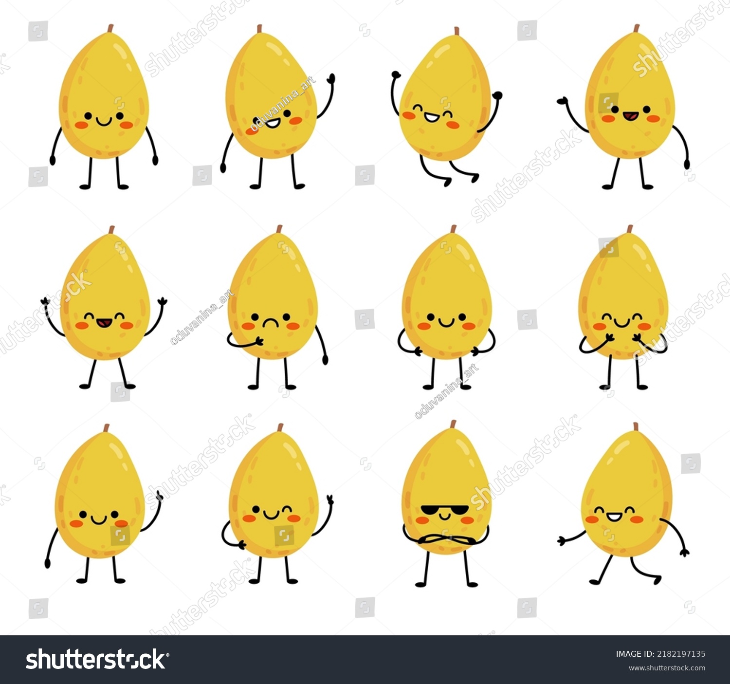 Big Set Yellow Mango Different Poses Stock Vector (Royalty Free ...