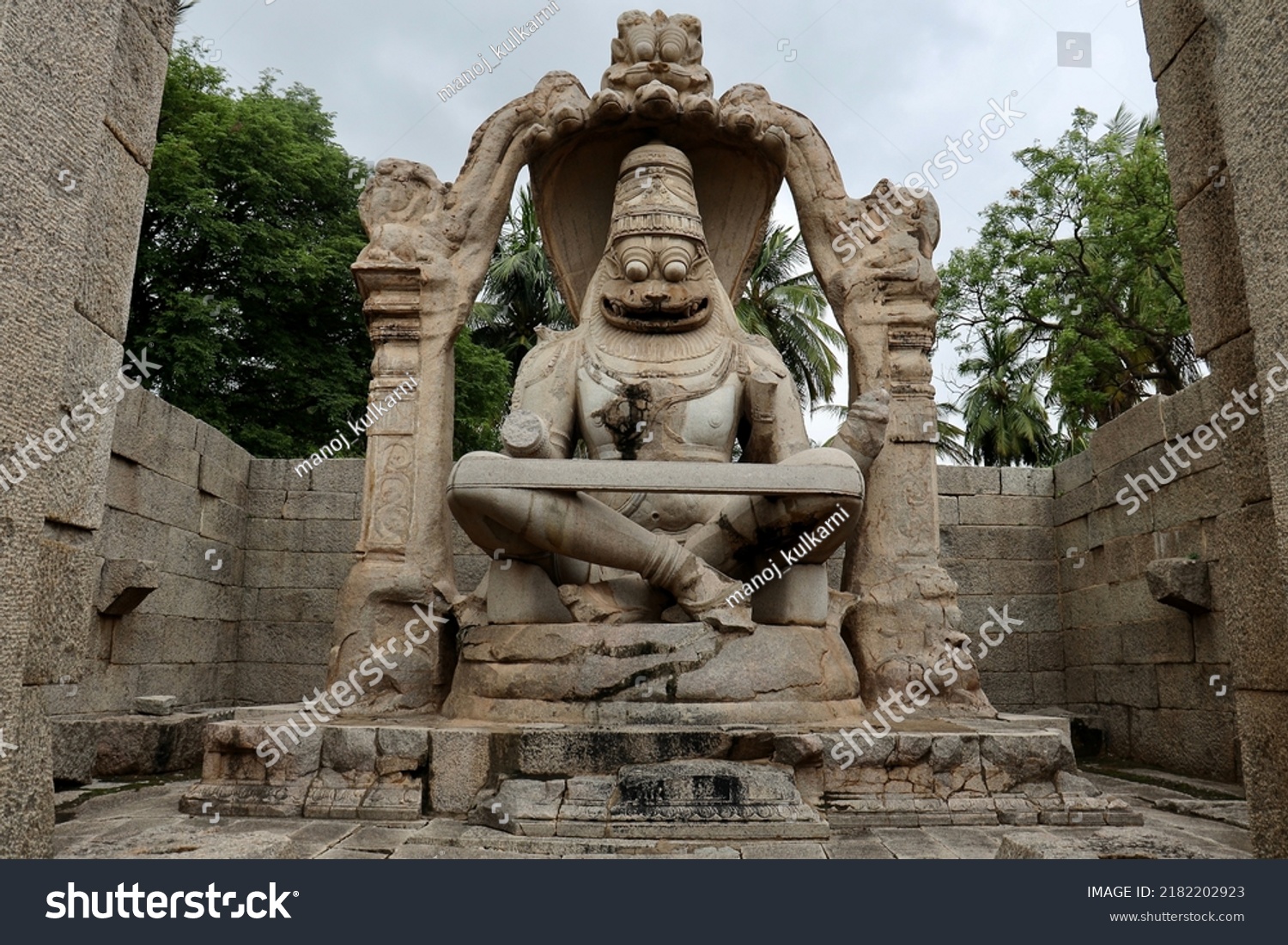 Statue Lord Ugra Lakshmi Narasimha Carved Stock Photo 2182202923