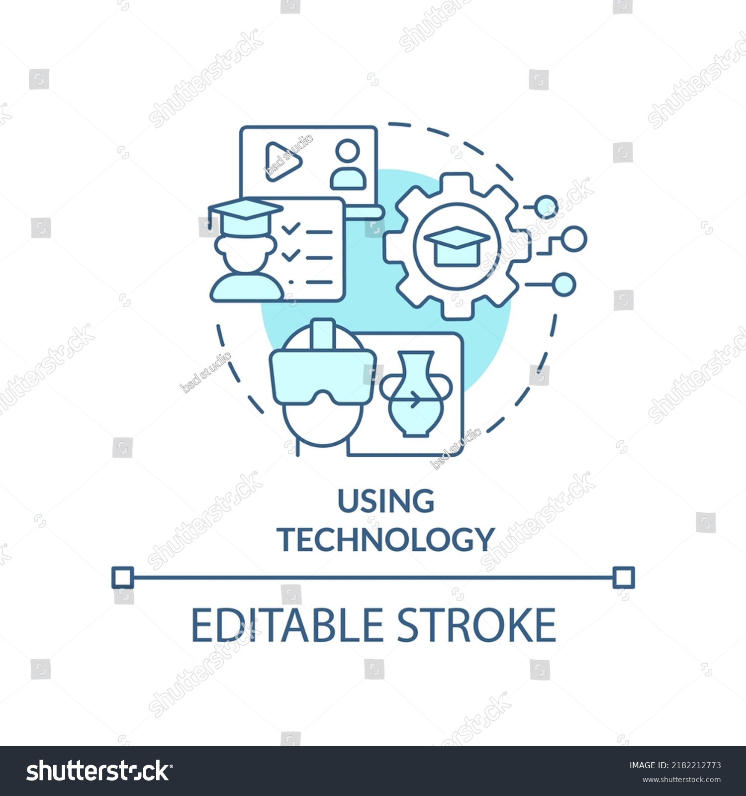 Using Technology Turquoise Concept Icon Micro Stock Vector (Royalty ...