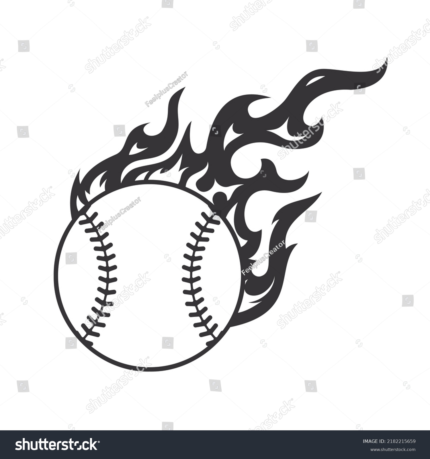 Hot Baseball Fire Logo Silhouette Softball Stock Vector (Royalty Free ...