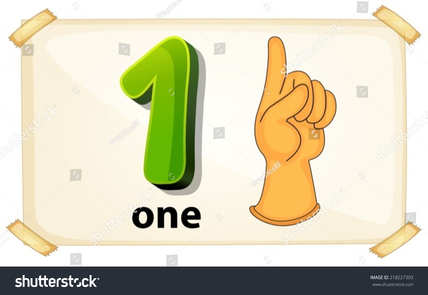 Illustration Flashcard Number One Stock Vector (Royalty Free) 218227303 ...