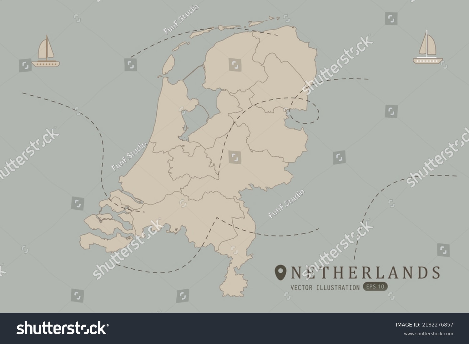 Netherlands Map World Map International Vector Stock Vector Royalty Stock Vector Netherlands Map World Map International Vector Template High Detailed With Brown Color Isolated 2182276857