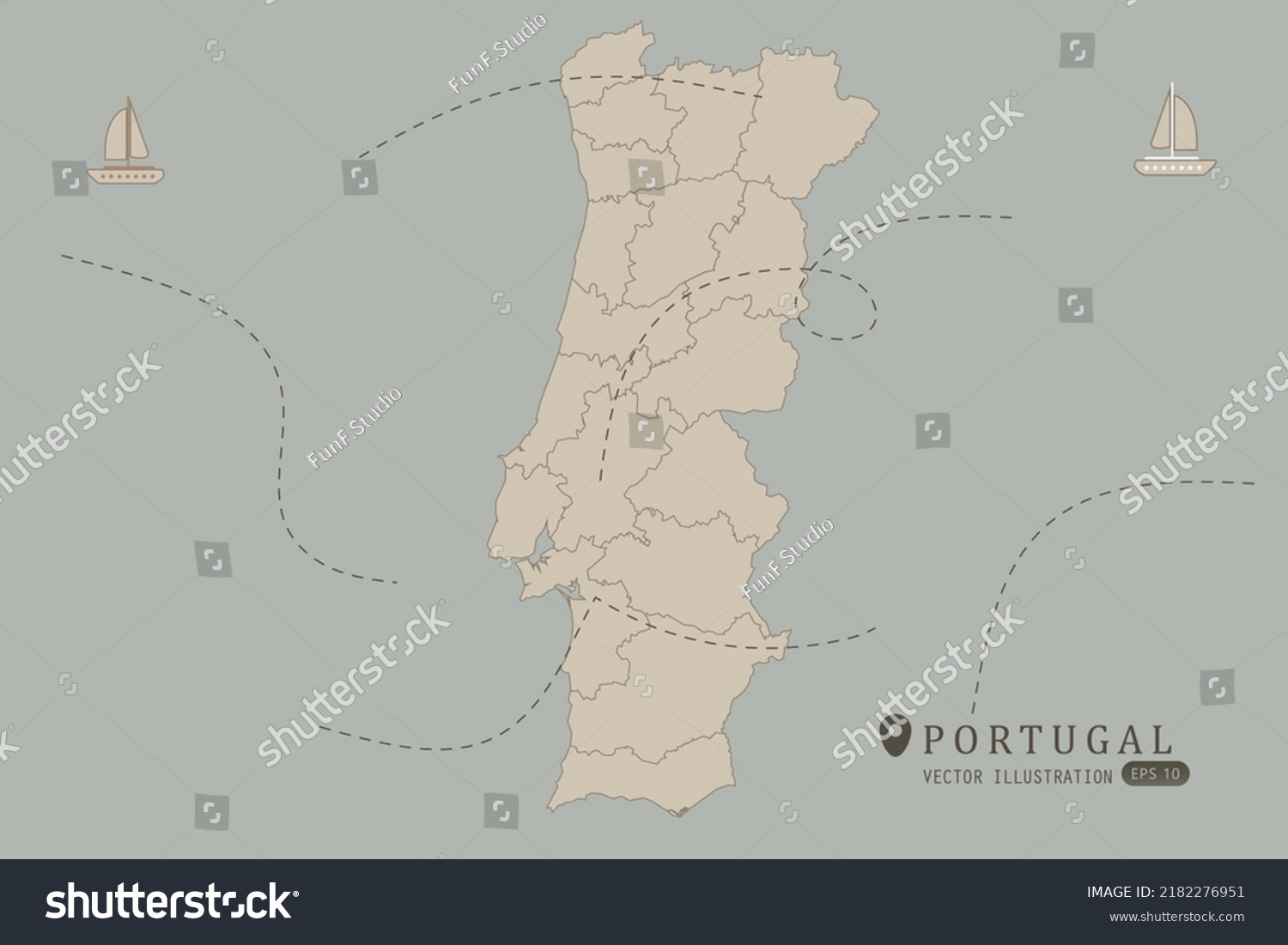 Portugal Map World Map International Vector Stock Vector Royalty Free Stock Vector Portugal Map World Map International Vector Template High Detailed With Brown Color Isolated On 2182276951