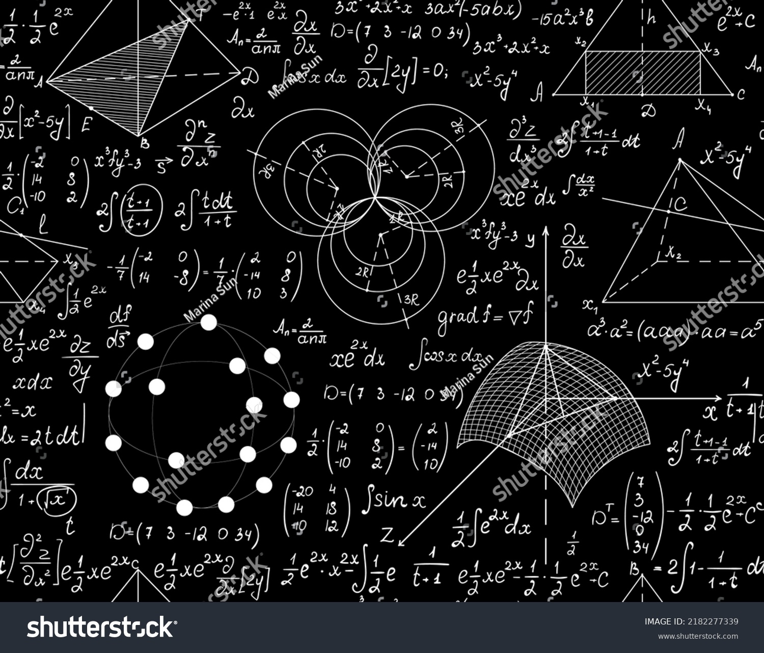 Mathematical Handwritten Vector Seamless Backround Physics Stock Vector ...