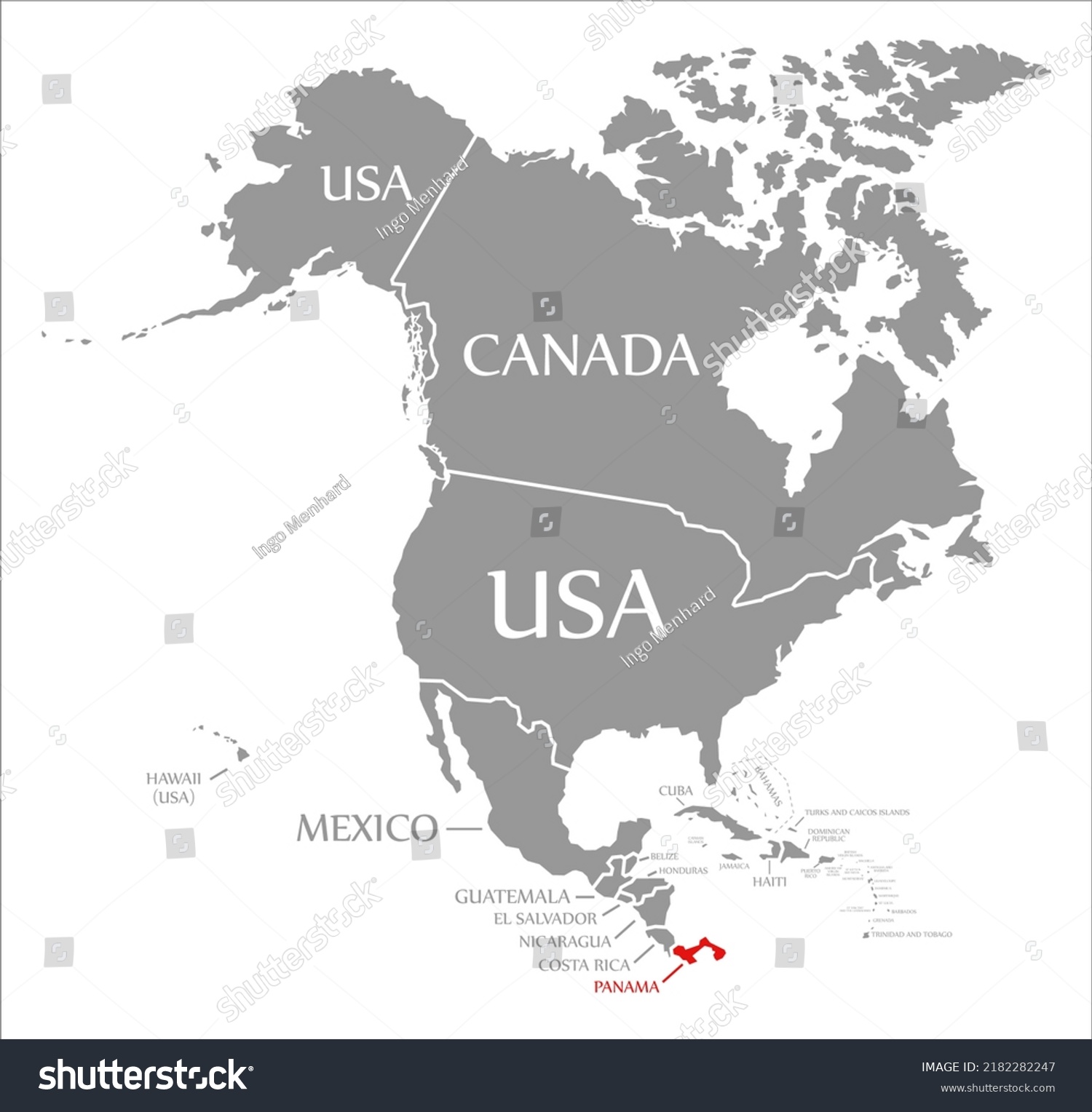 Panama Red Highlighted Map North America Stock Illustration 2182282247   Stock Photo Panama Red Highlighted In Map Of North America 2182282247 