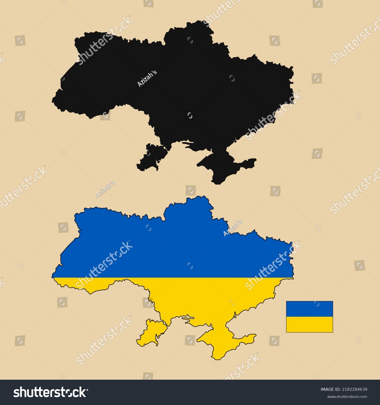 Vector Ukraine Country Outline Map Flag Stock Vector (Royalty Free ...