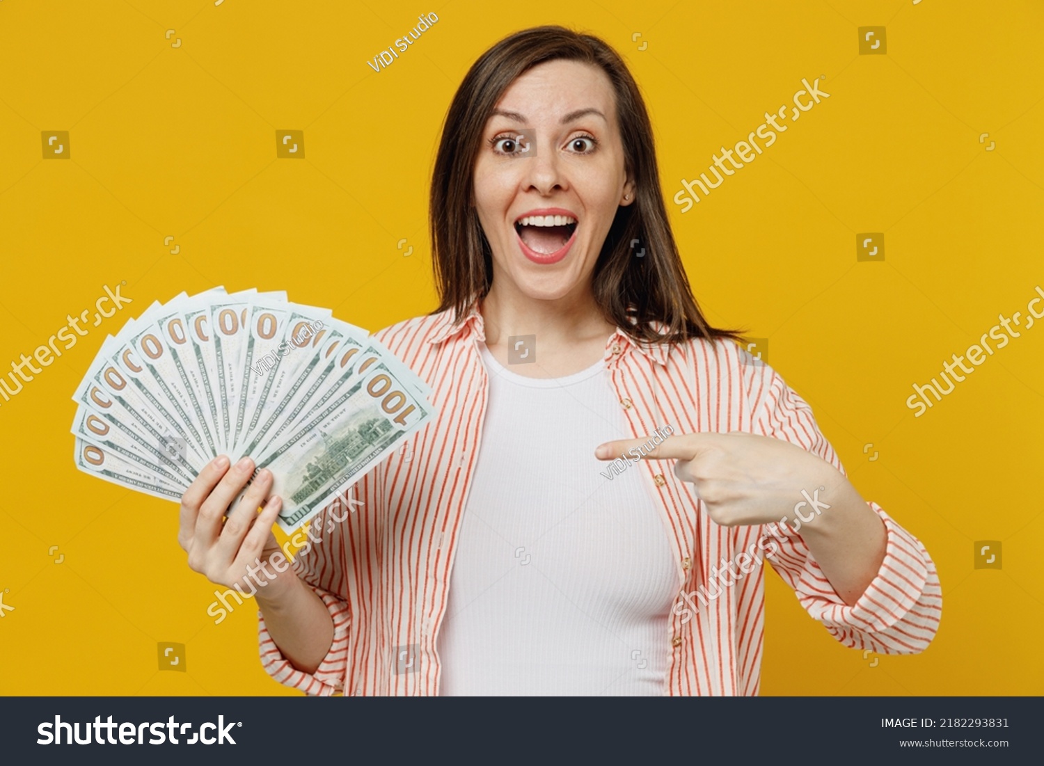 Young Happy Excited Woman She 30s Stock Photo 2182293831 