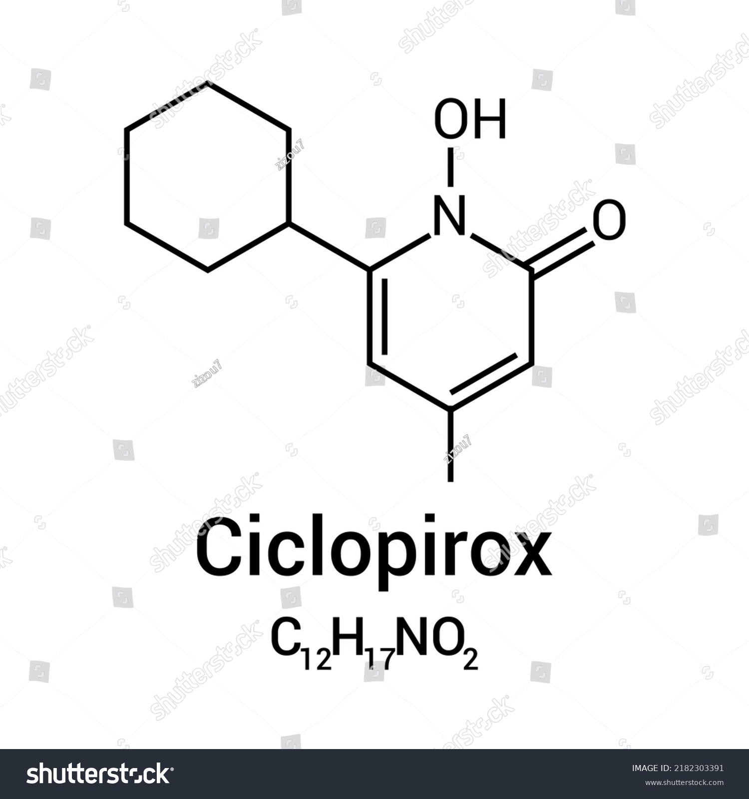 Chemical Structure Ciclopirox C12h17no2 Stock Vector (Royalty Free ...