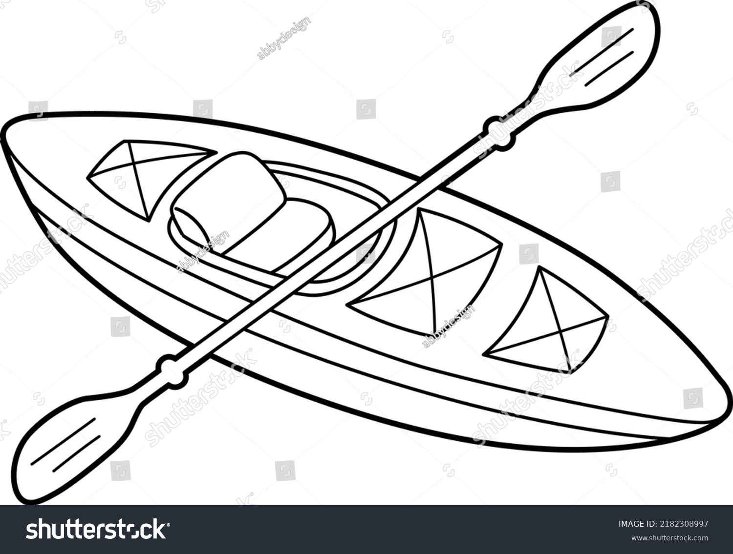 Kayak Vehicle Coloring Page Kids Stock Vector (Royalty Free) 2182308997 ...