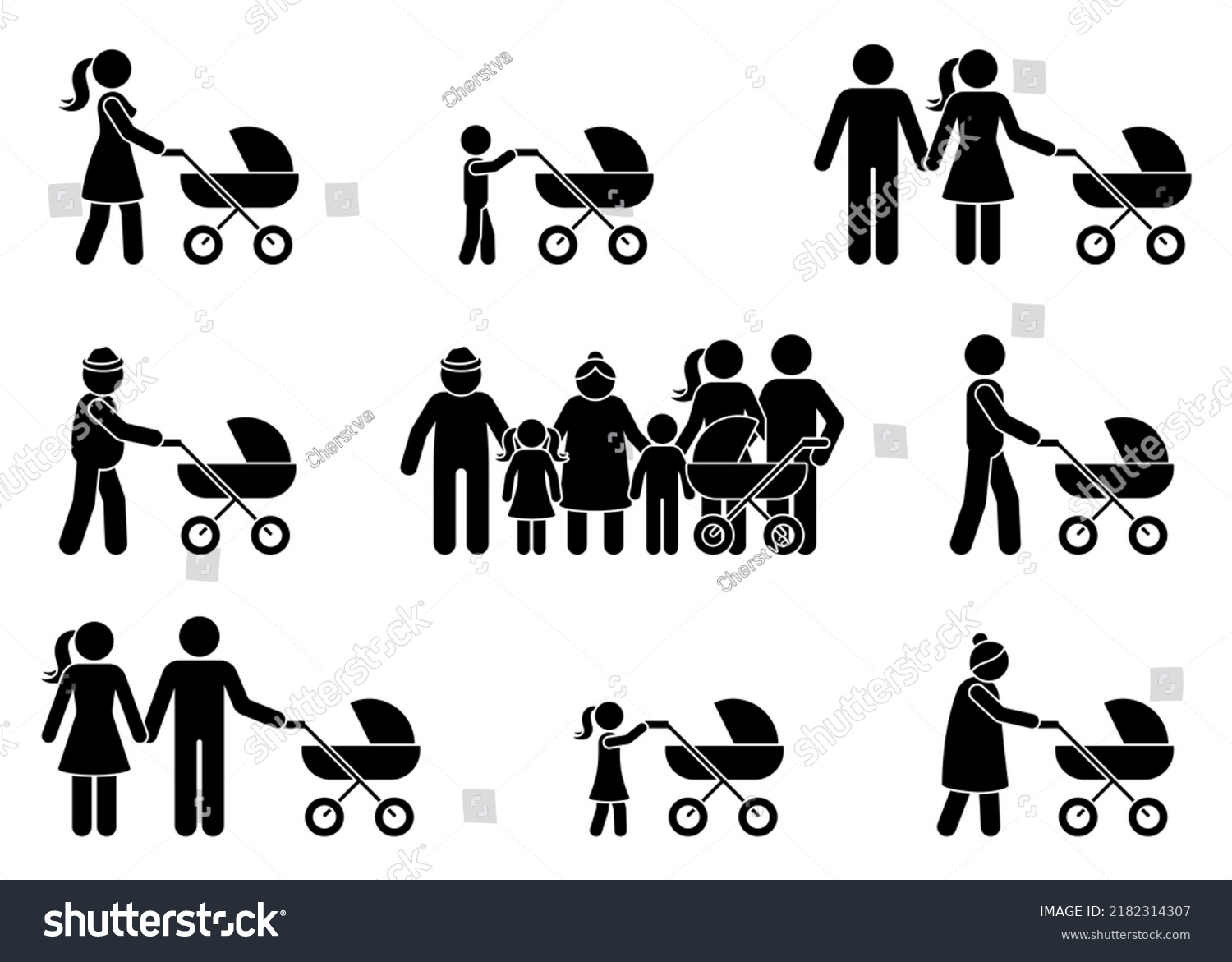 Stick Figure Family Man Woman Grandpa Stock Vector (Royalty Free ...