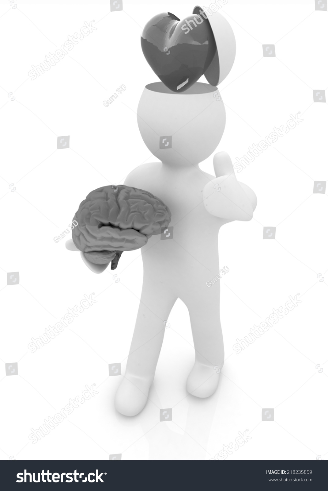 3d People Man Half Head Brain Stock Illustration 218235859 | Shutterstock