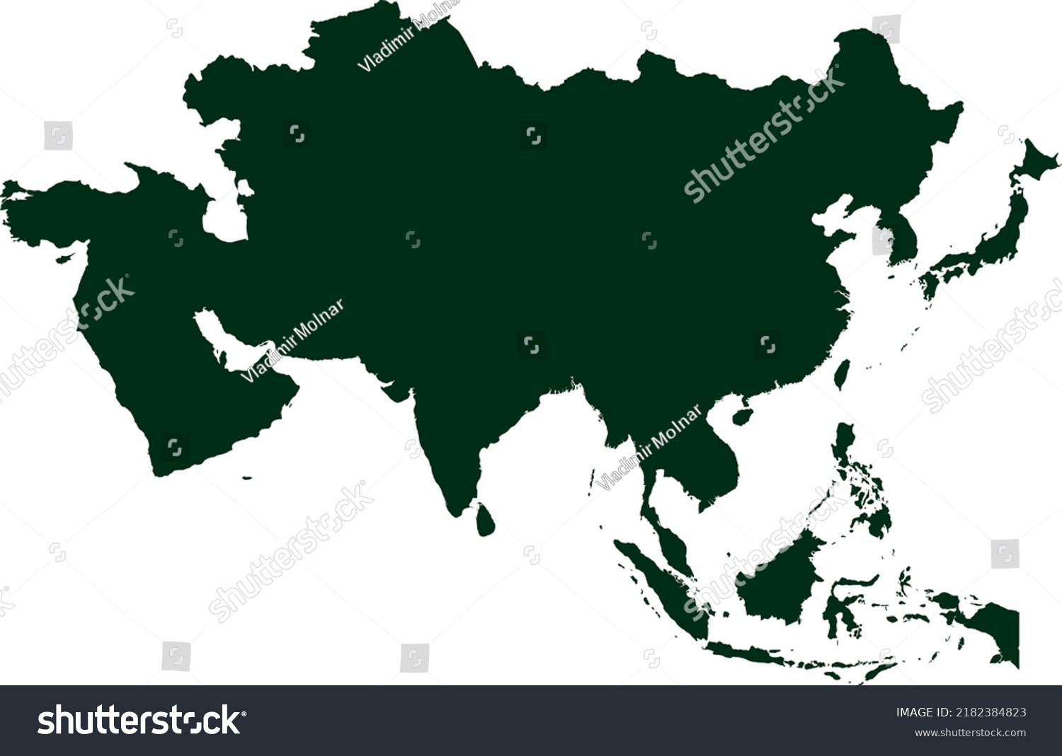 Vector Illustration Asia Map Stock Vector (royalty Free) 2182384823 