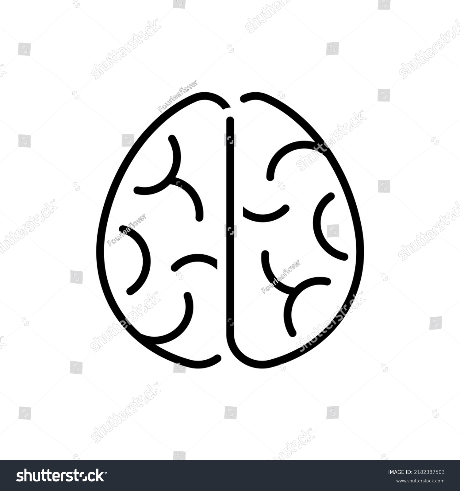 Full Vector Outline Brain Icon Stock Vector (Royalty Free) 2182387503 ...