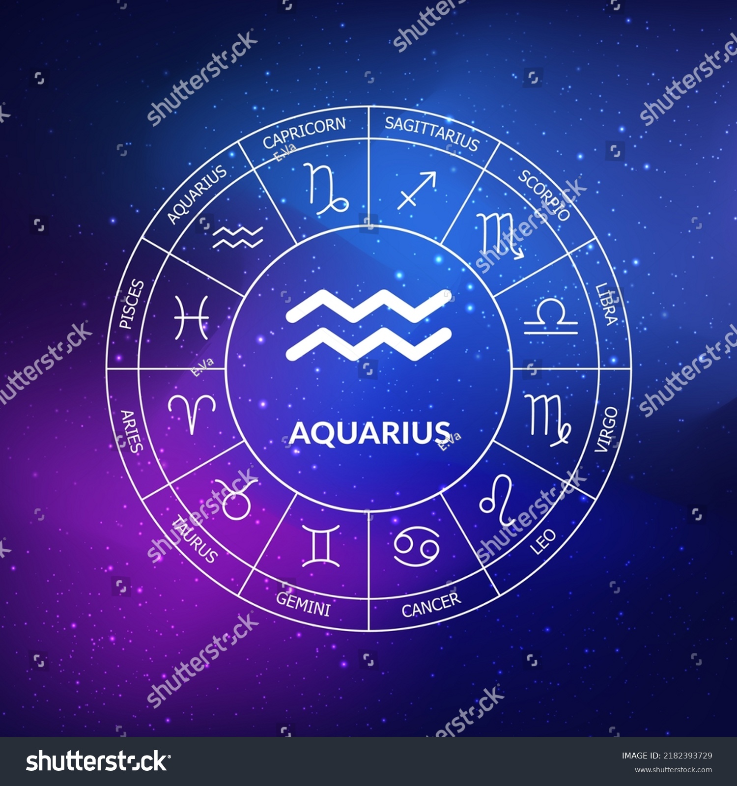 Aquarius Zodiac Sign Zodiac Circle On Stock Vector (Royalty Free ...