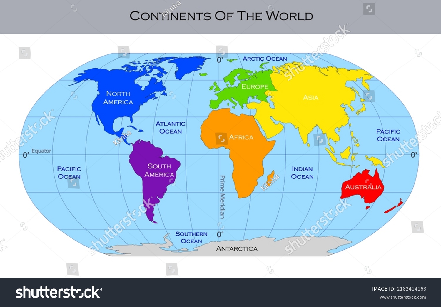 Continents Map World Stock Illustration 2182414163 | Shutterstock