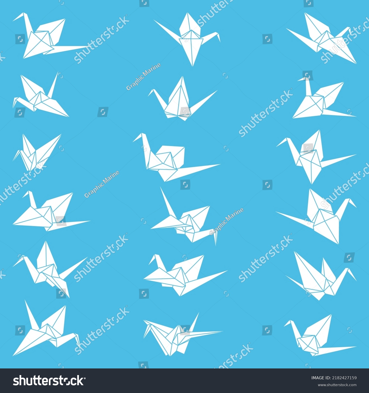 Set Origami Crane Vector Silhouette Illustration Stock Vector (Royalty ...