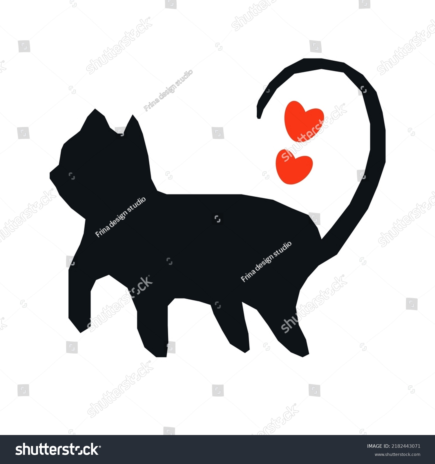 Illustration Design Vector Black Cat Love Stock Vector Royalty Free 2182443071 Shutterstock