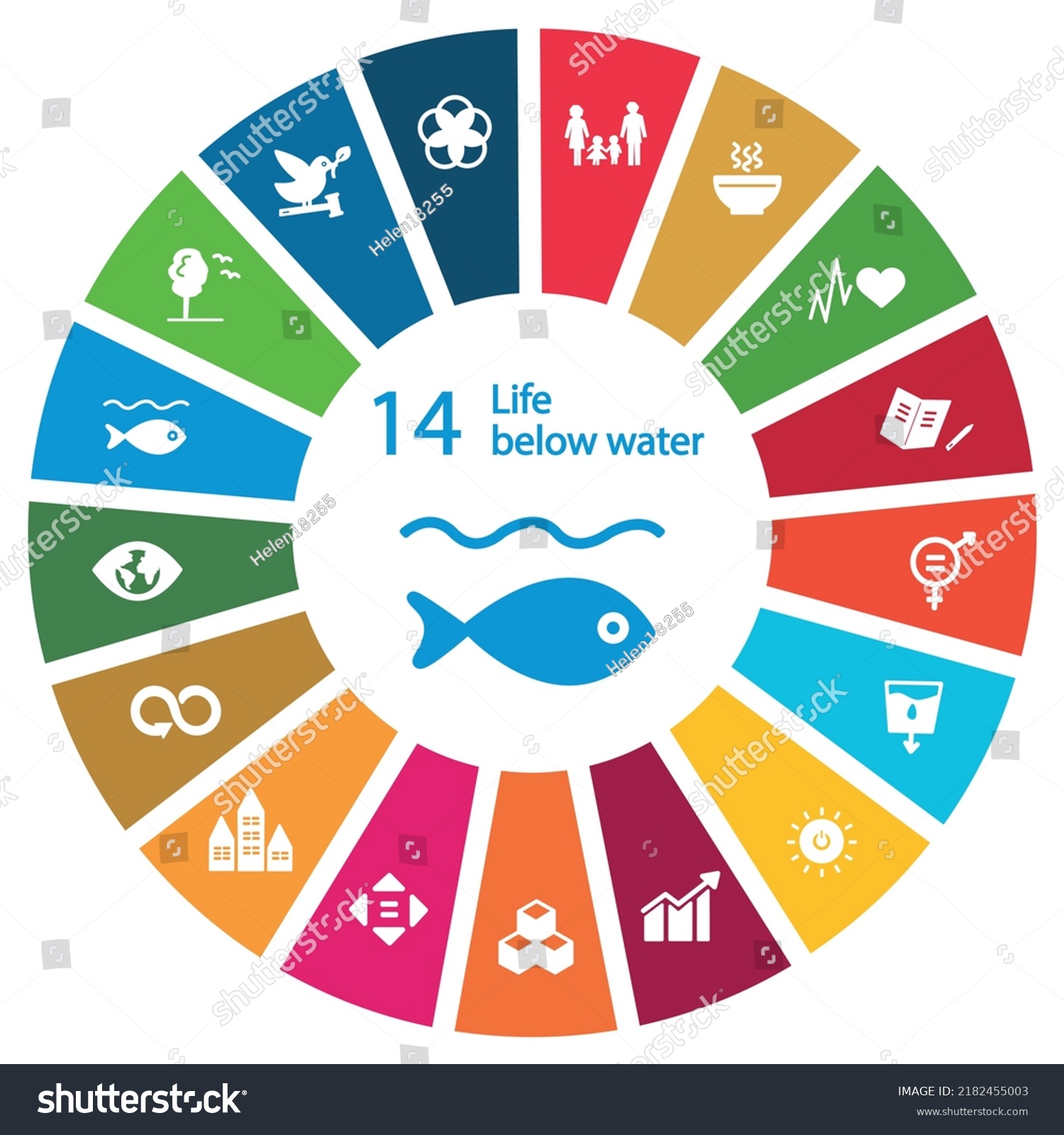 Life Below Water Icon Goal 14 Stock Vector (Royalty Free) 2182455003 ...