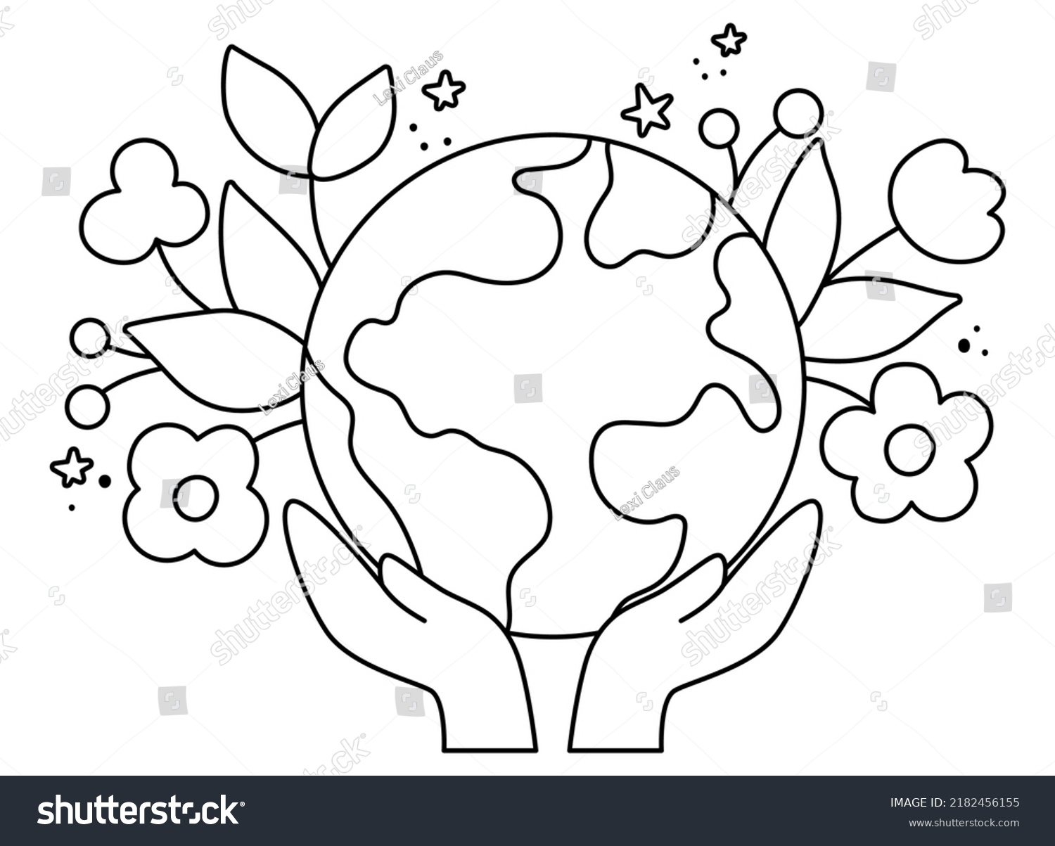 Vector Black White Hands Holding Earth Stock Vector (Royalty Free ...