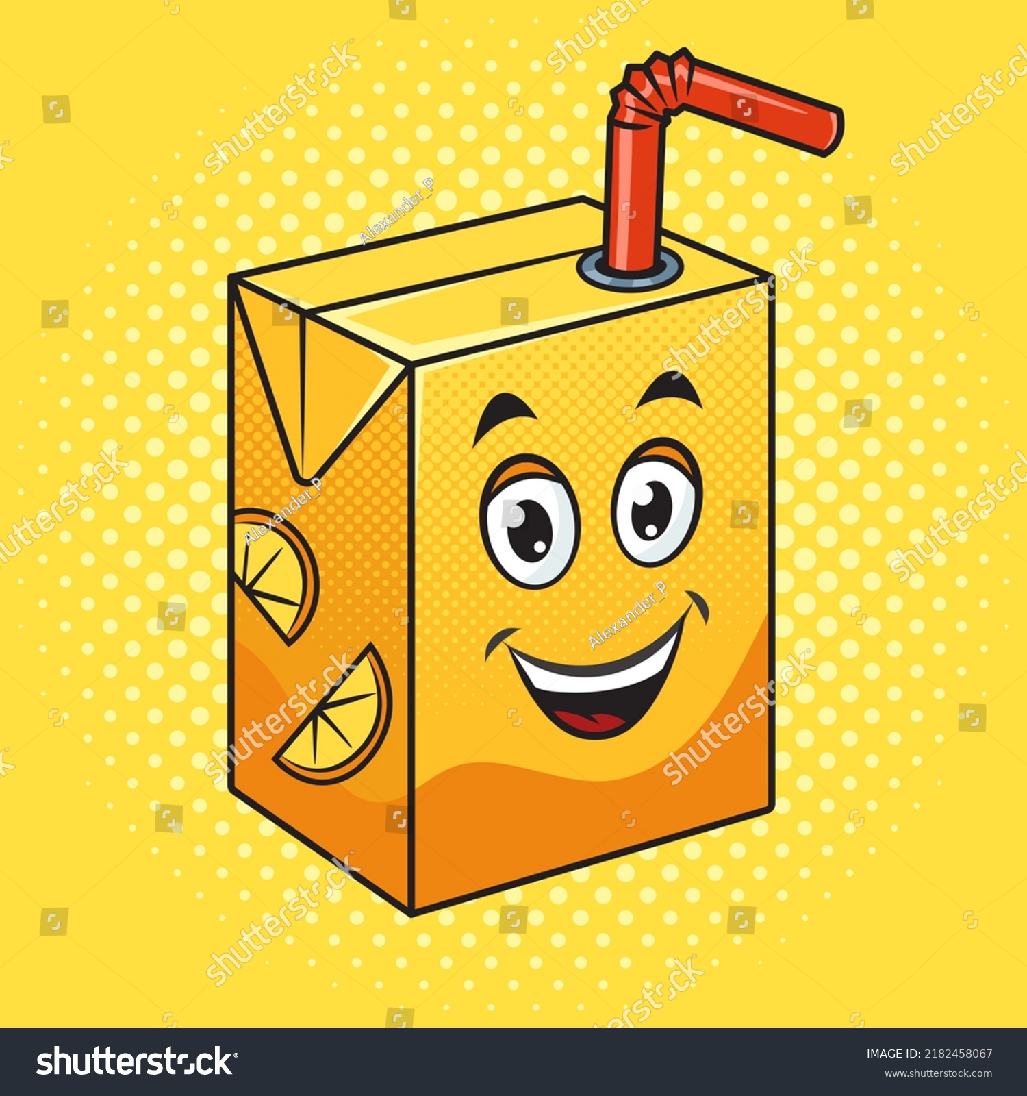 Cartoon Fruit Juice Pop Art Retro Stock Illustration 2182458067 